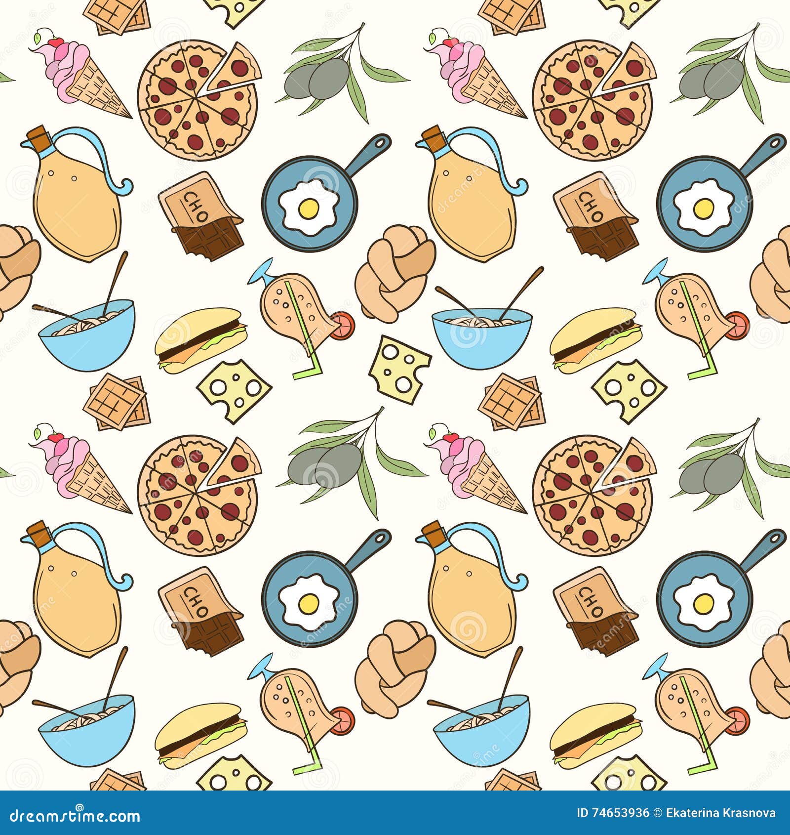 Seamless food pattern stock vector. Illustration of pattern - 74653936