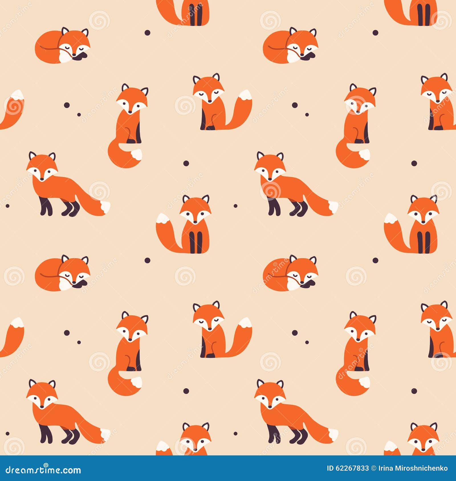 Seamless Fox  Pattern Stock Vector Image 62267833