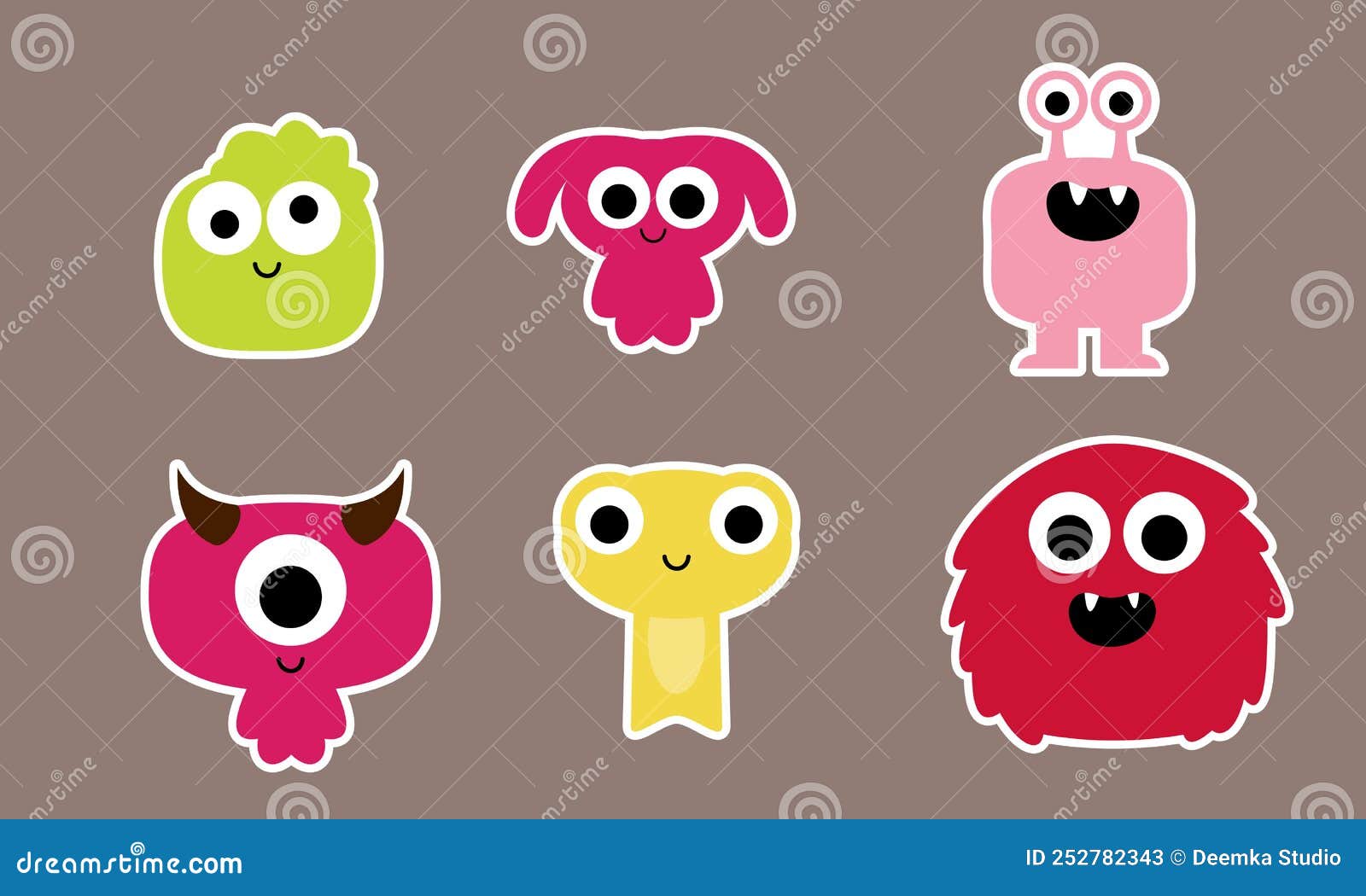 Seamless with Funny Monsters. Sticker Monster Stock Illustration -  Illustration of background, decorate: 252782343