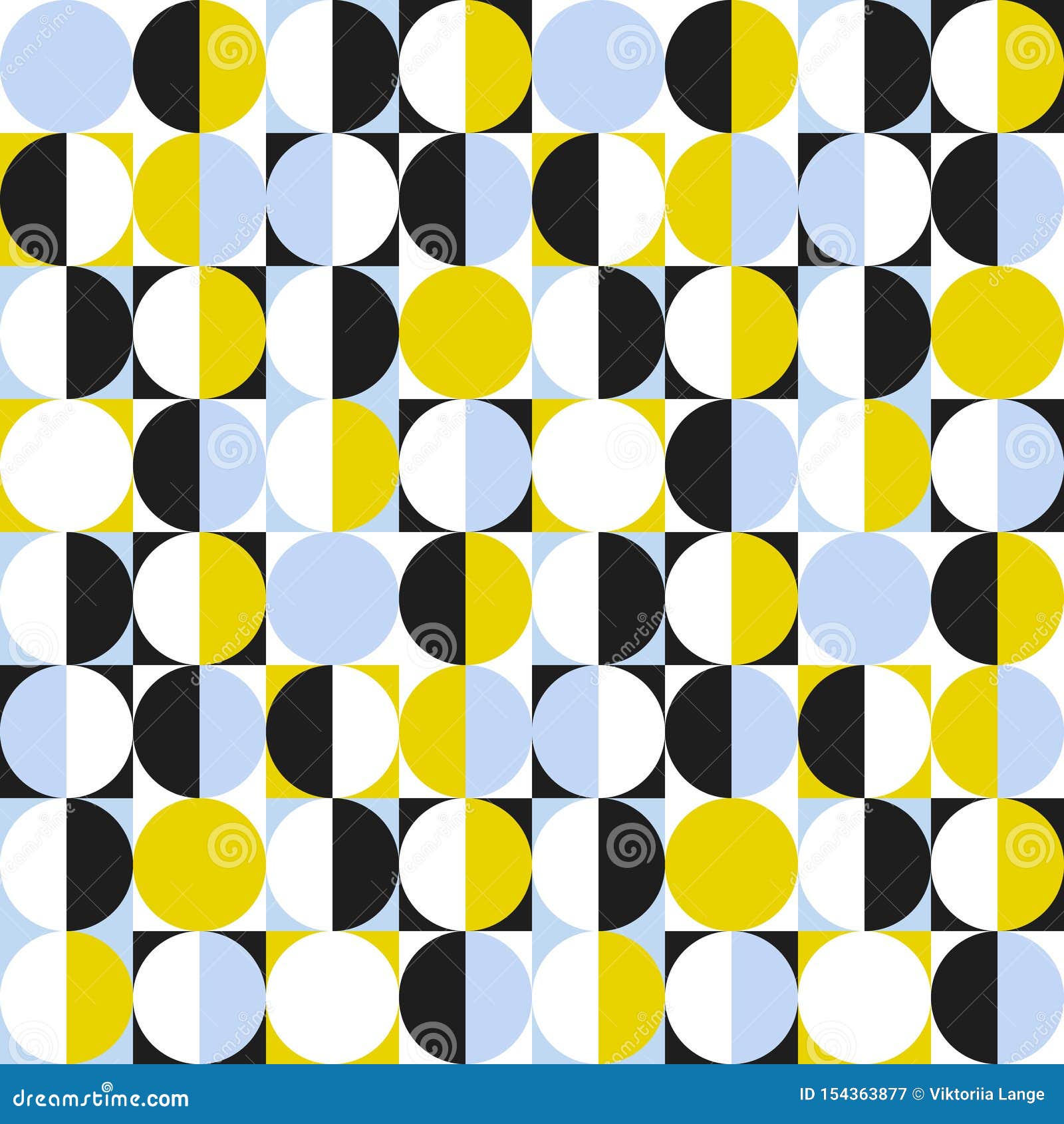 seamless geometric pattern with circles and semicircles.