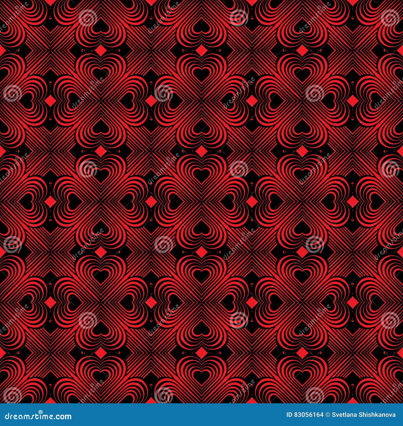 seamless geometric pattern with stylized hearts.