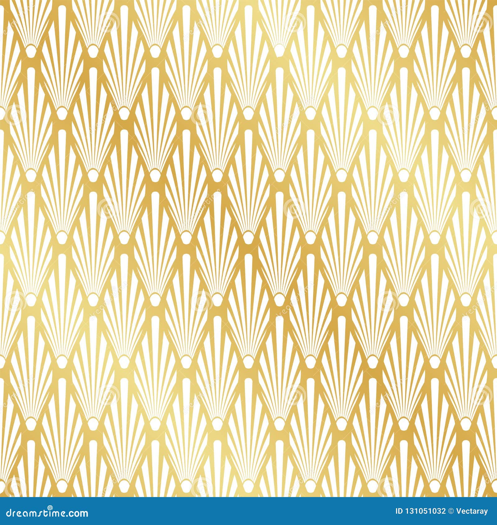 Seamless Gold Art Deco Palm Leaf Pattern Stock Illustration