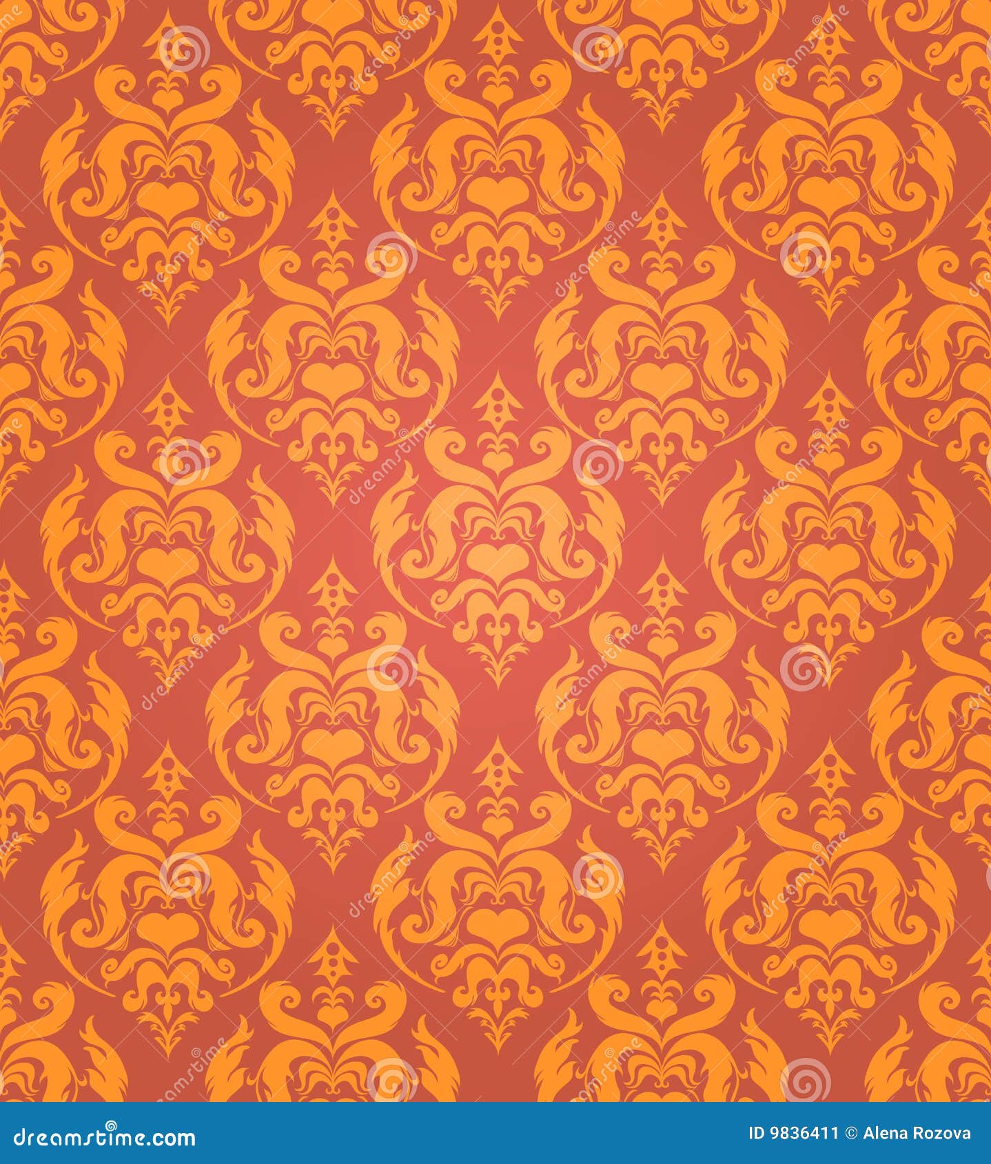 Seamless Golden Damask Background Stock Illustration Illustration of seamless, damask 9836411