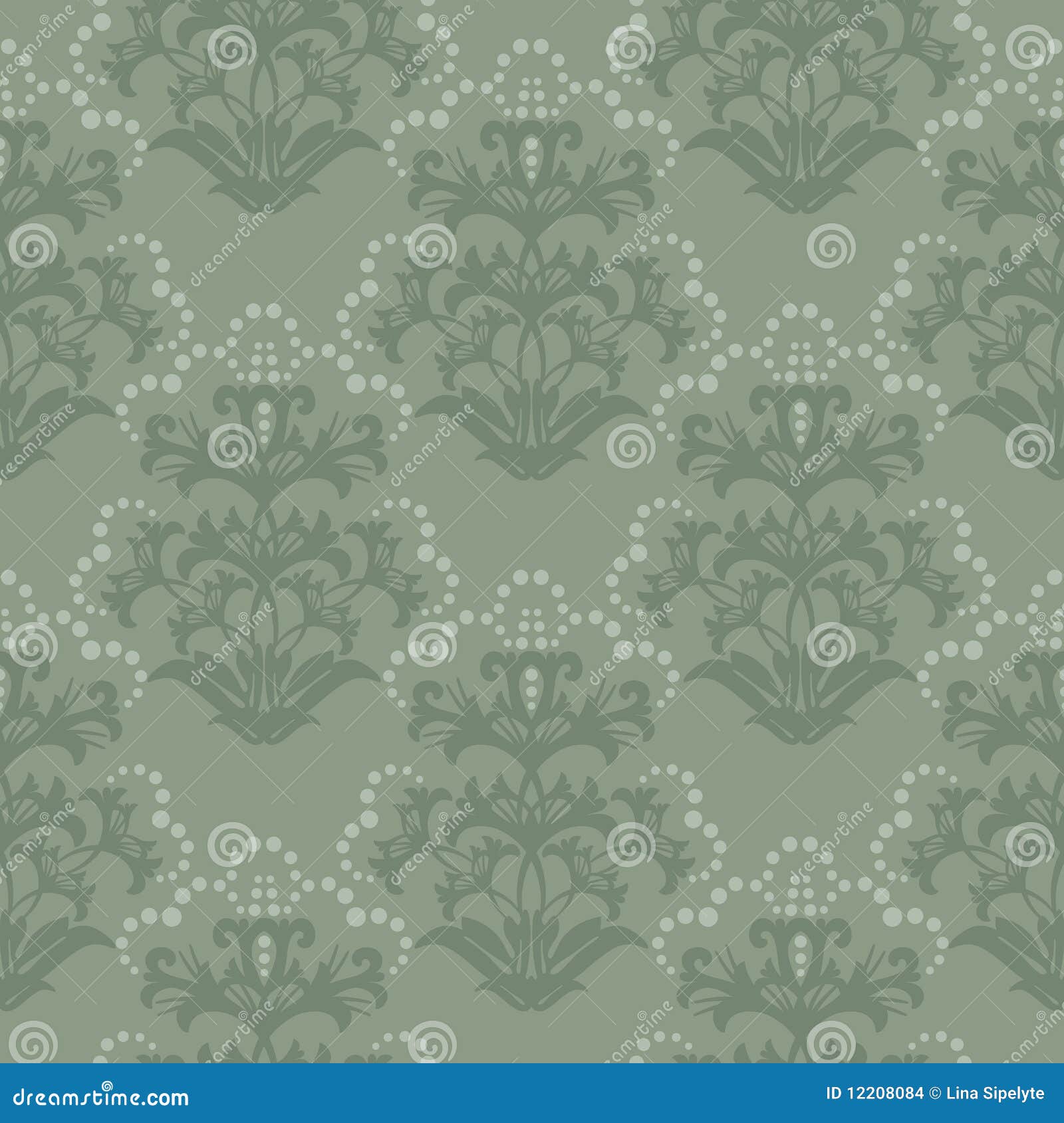Seamless Green Floral Wallpaper Stock Vector Illustration of