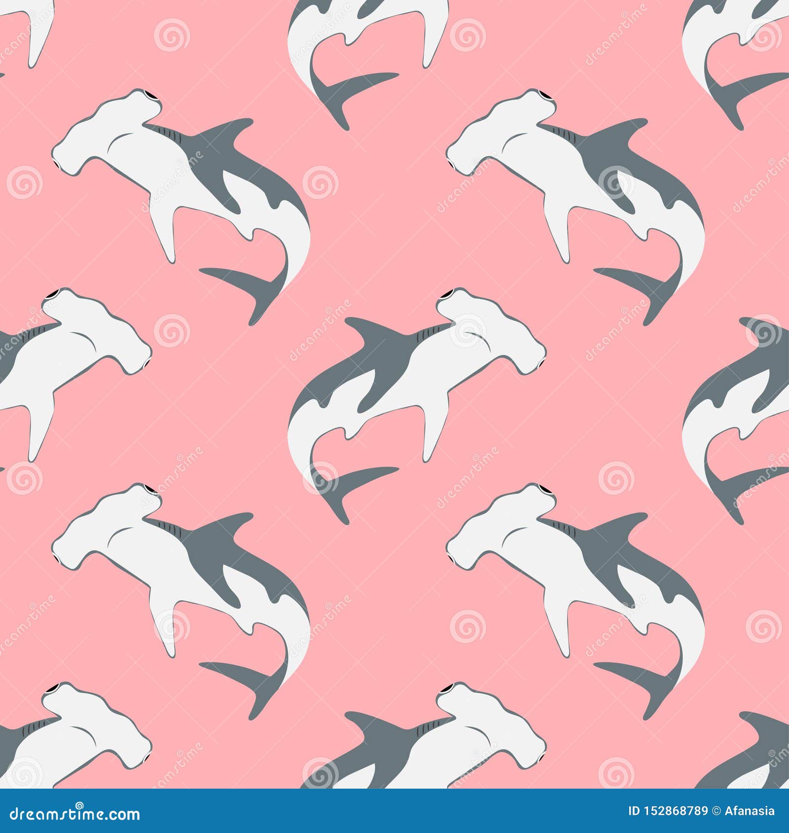 Seamless Hammerhead Shark Pattern. Sea Background Stock Vector