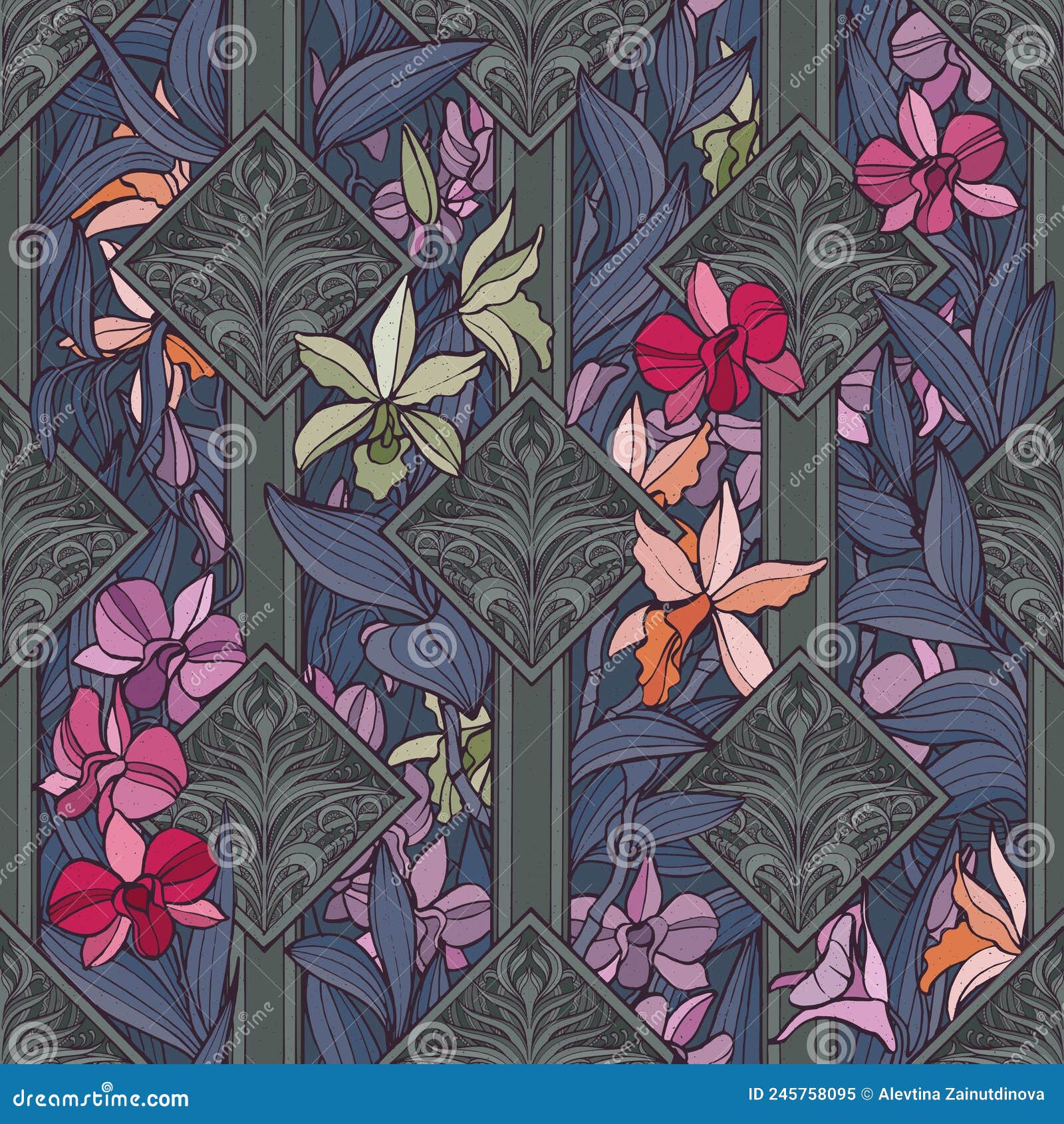 Vector Seamless Exsotic Floral Pattern Stock Illustrations – 7 Vector