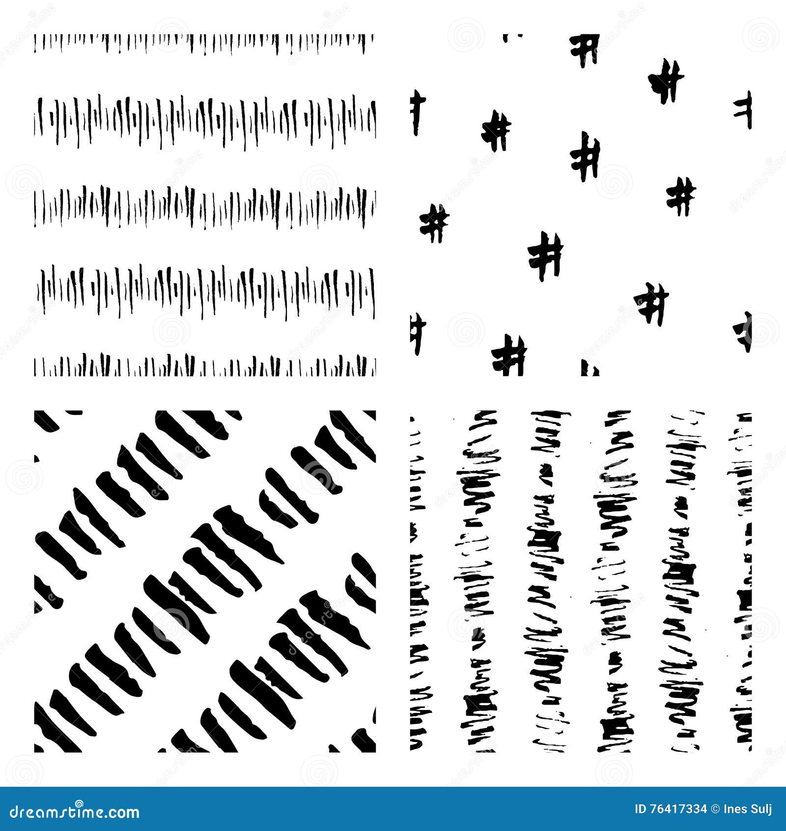 Seamless Hand Drawn Ink Patterns Stock Vector Illustration of doodle