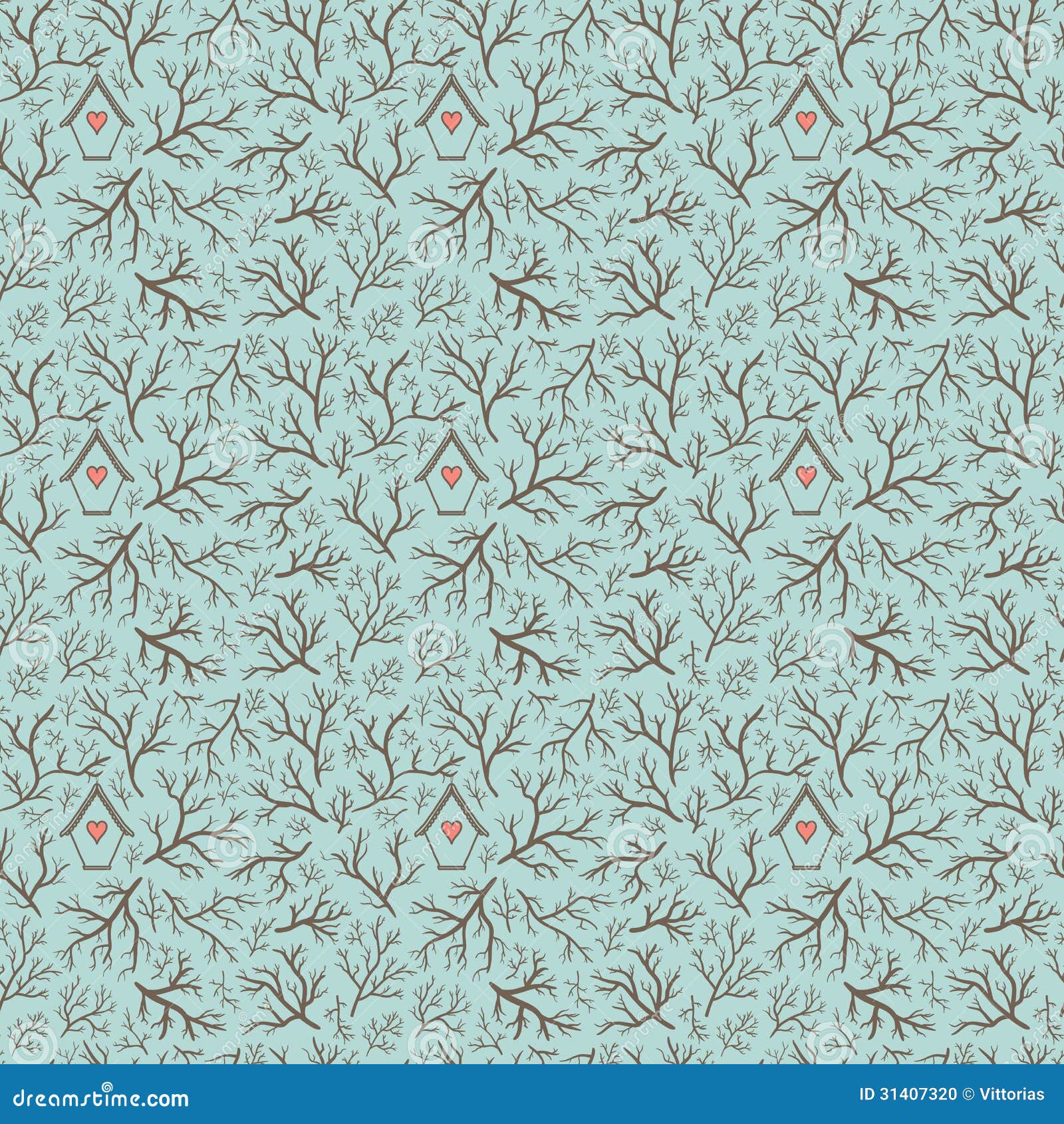 Decorative Bird House Pattern Fabric