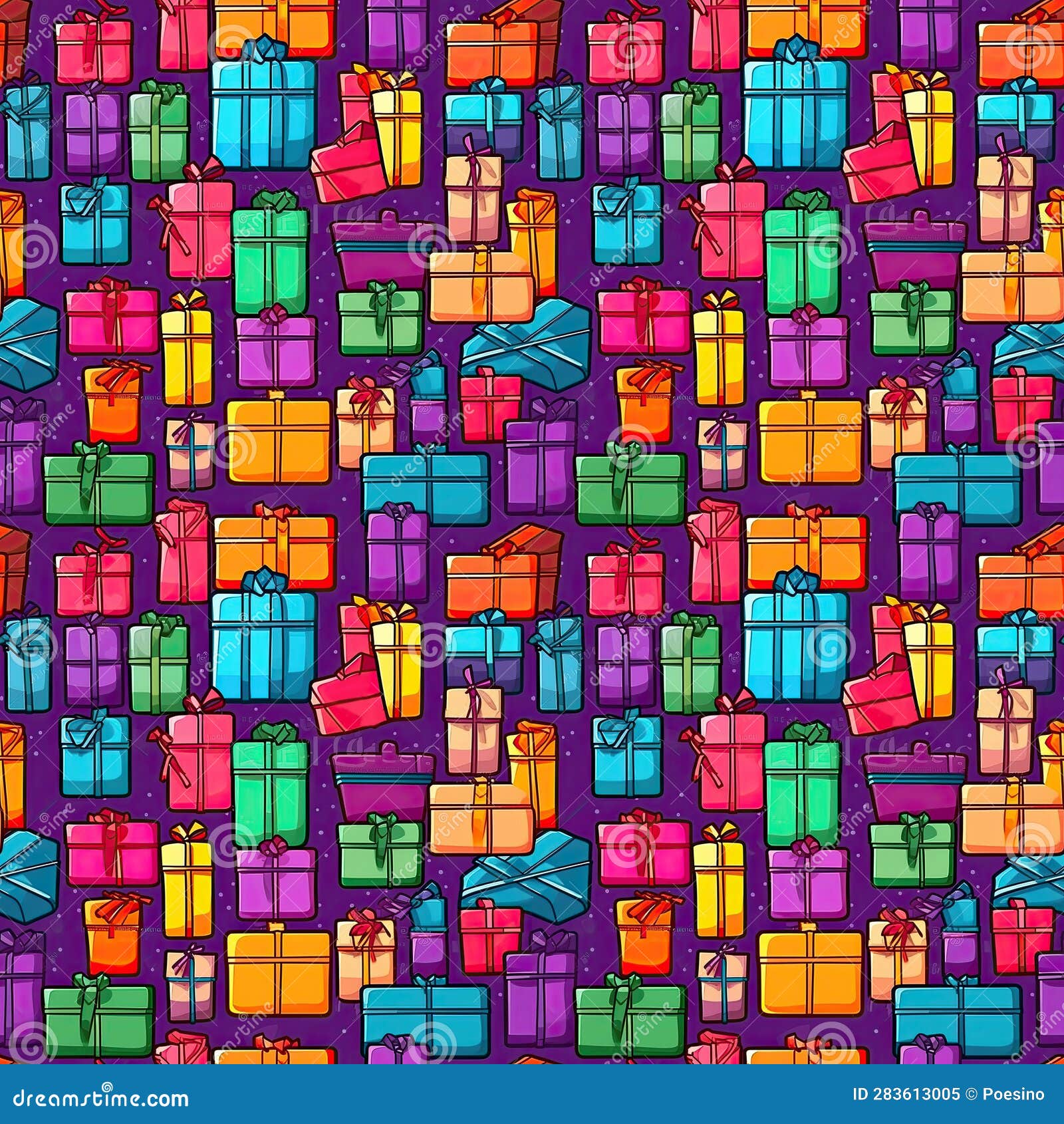 Presents and Gift Boxes (2) 2x2 Multiple. Tileable Seamless Image