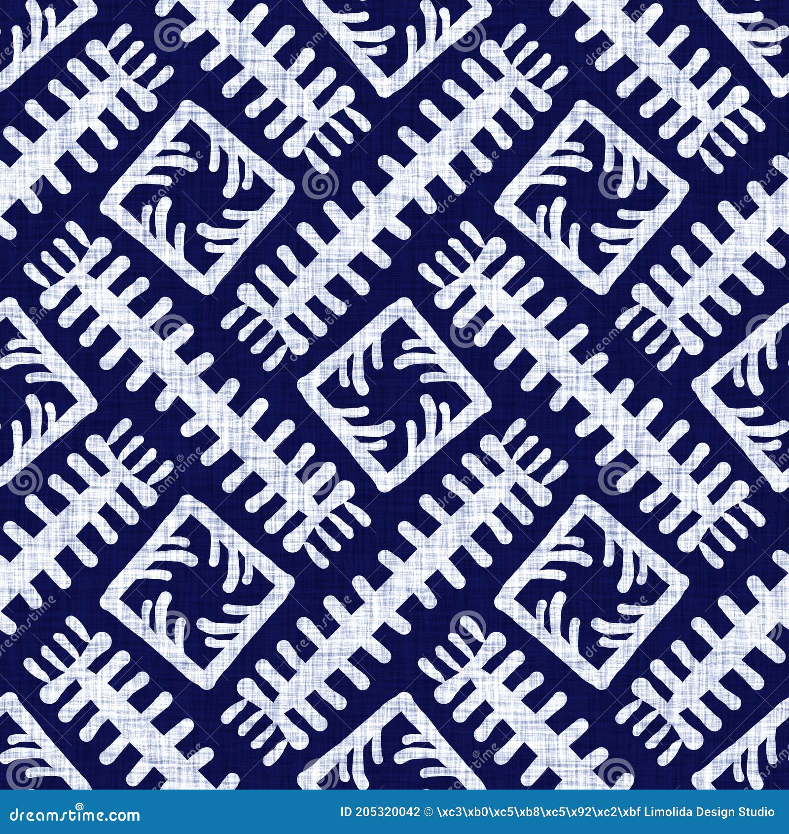 seamless indigo geometric texture. navy blue woven geo  cotton dyed effect background. japanese repeat batik resist
