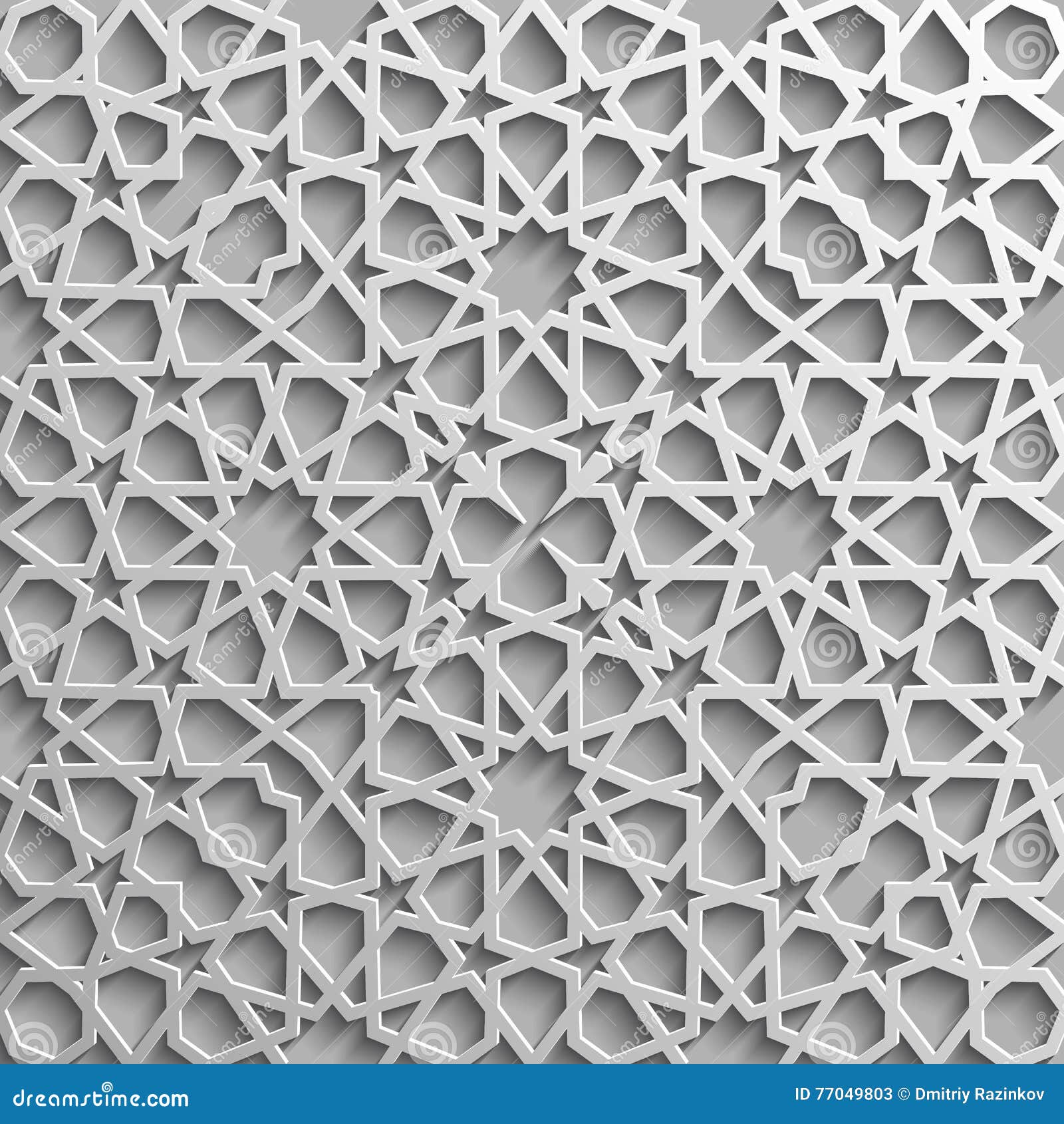 Seamless Islamic Pattern 3d . Traditional Arabic Design Element. Stock Illustration