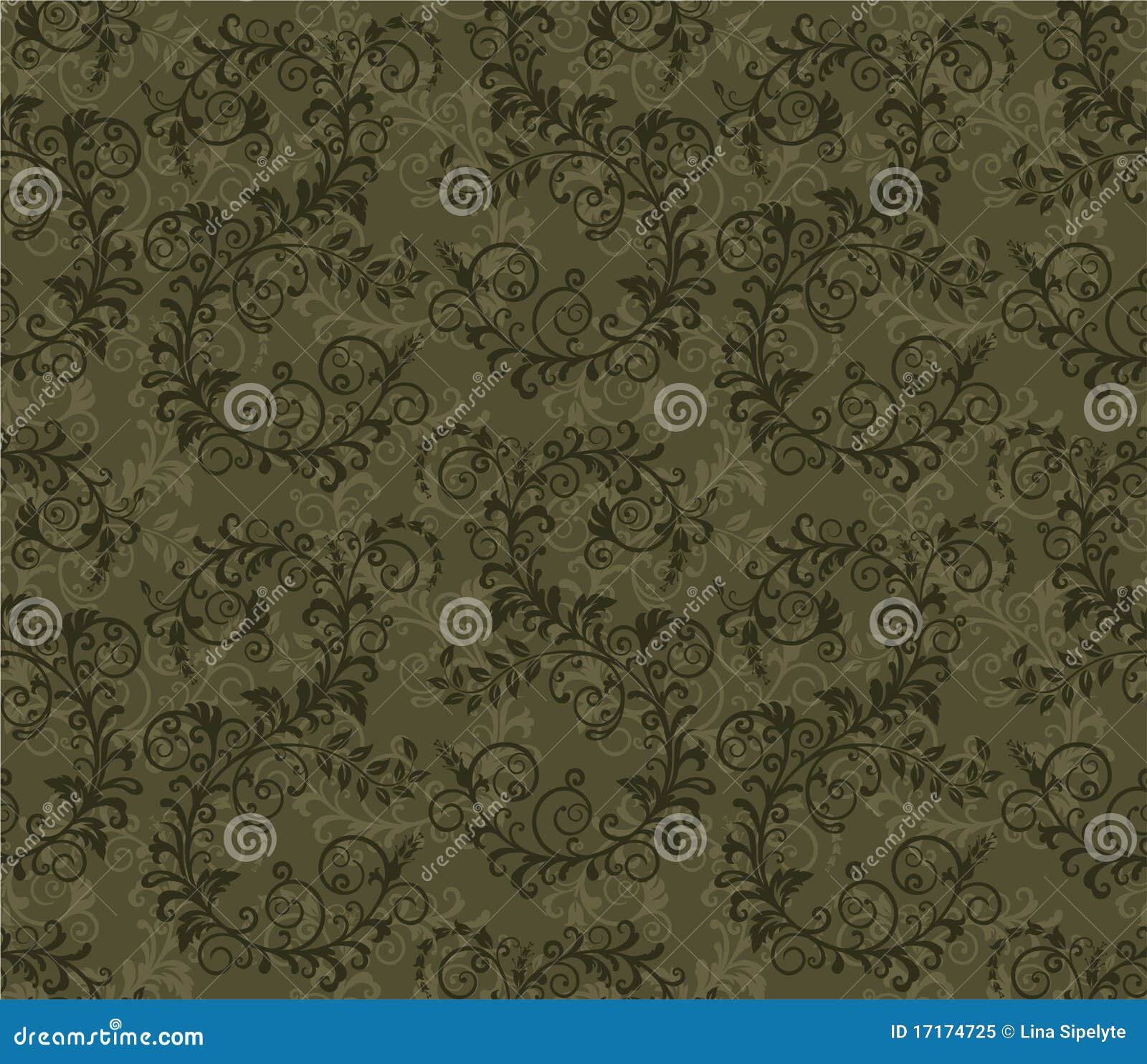 Seamless Khaki Green Foliage Pattern Stock Vector - Illustration of ...