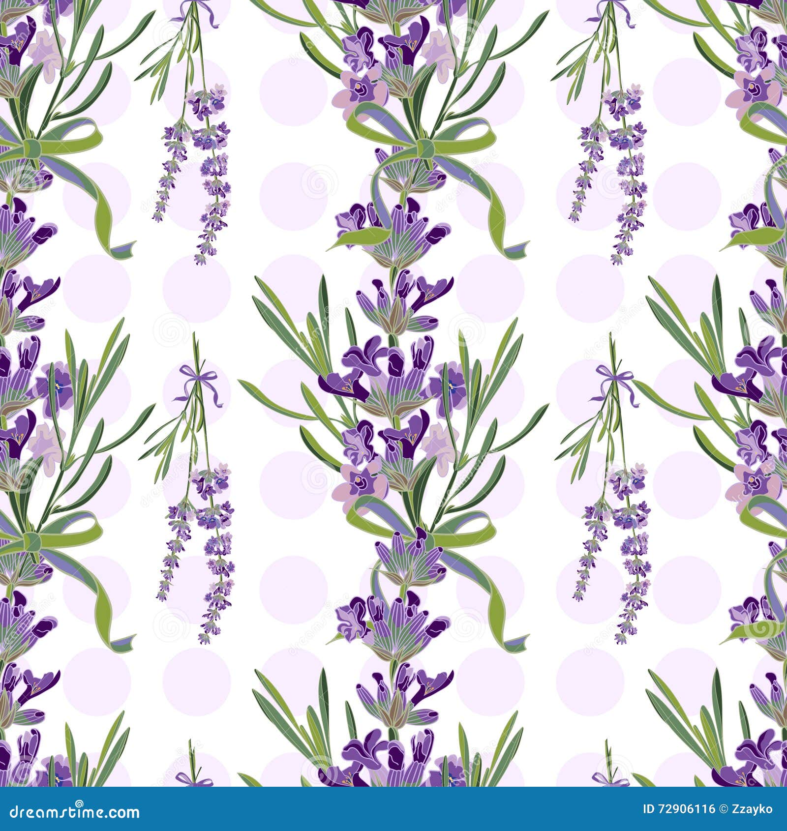 Seamless Lavender Flowers Background. Botanical Illustration ...