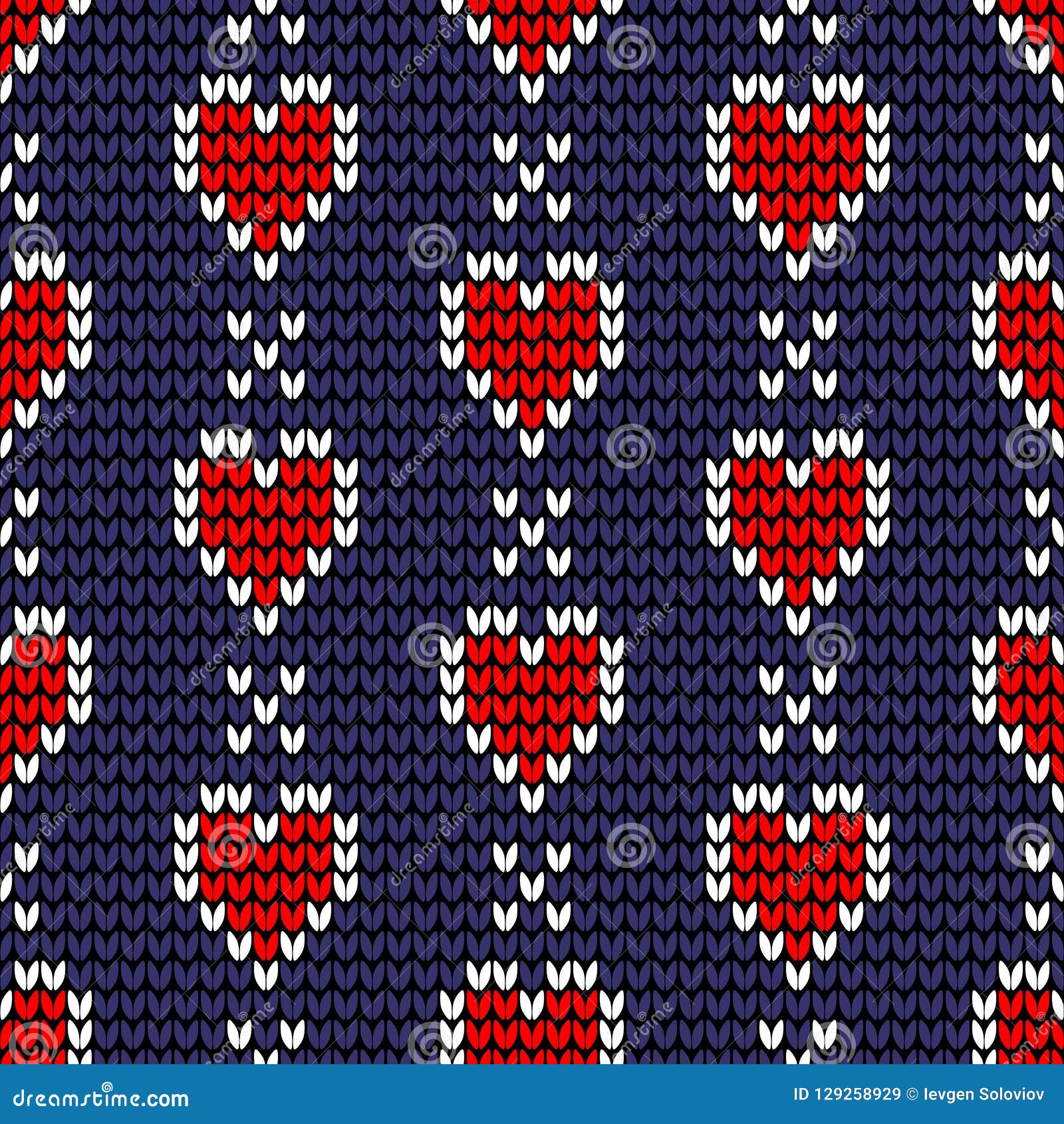 Seamless Love Knitting Pattern Stock Vector Illustration