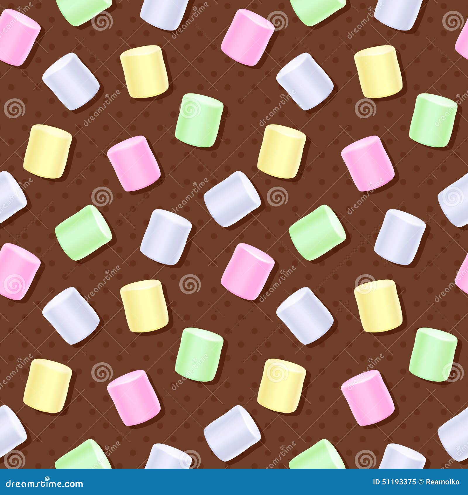 Seamless Marshmallow Pattern Polka Dot Back. Stock Vector Illustration of colored, pattern