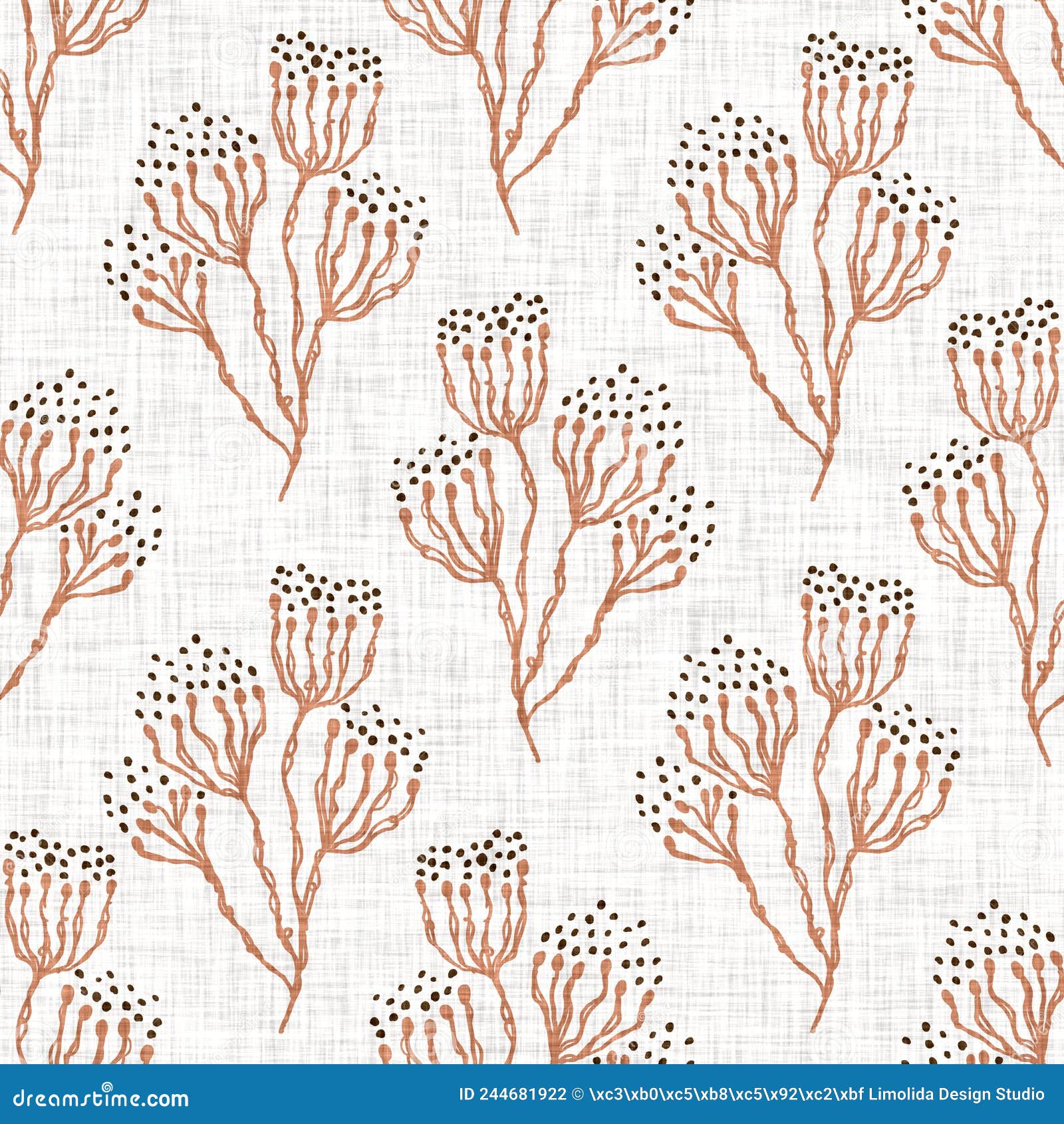 seamless minimalist doodle flower pattern background. calm two tone color wallpaper. simple modern scandi unisex baby