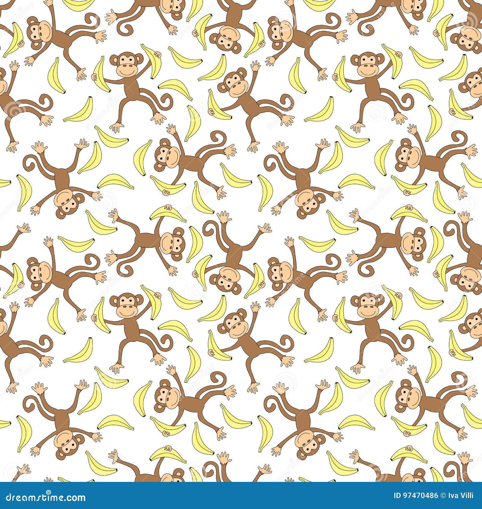 Seamless monkeys pattern stock vector. Illustration of tile - 97470486