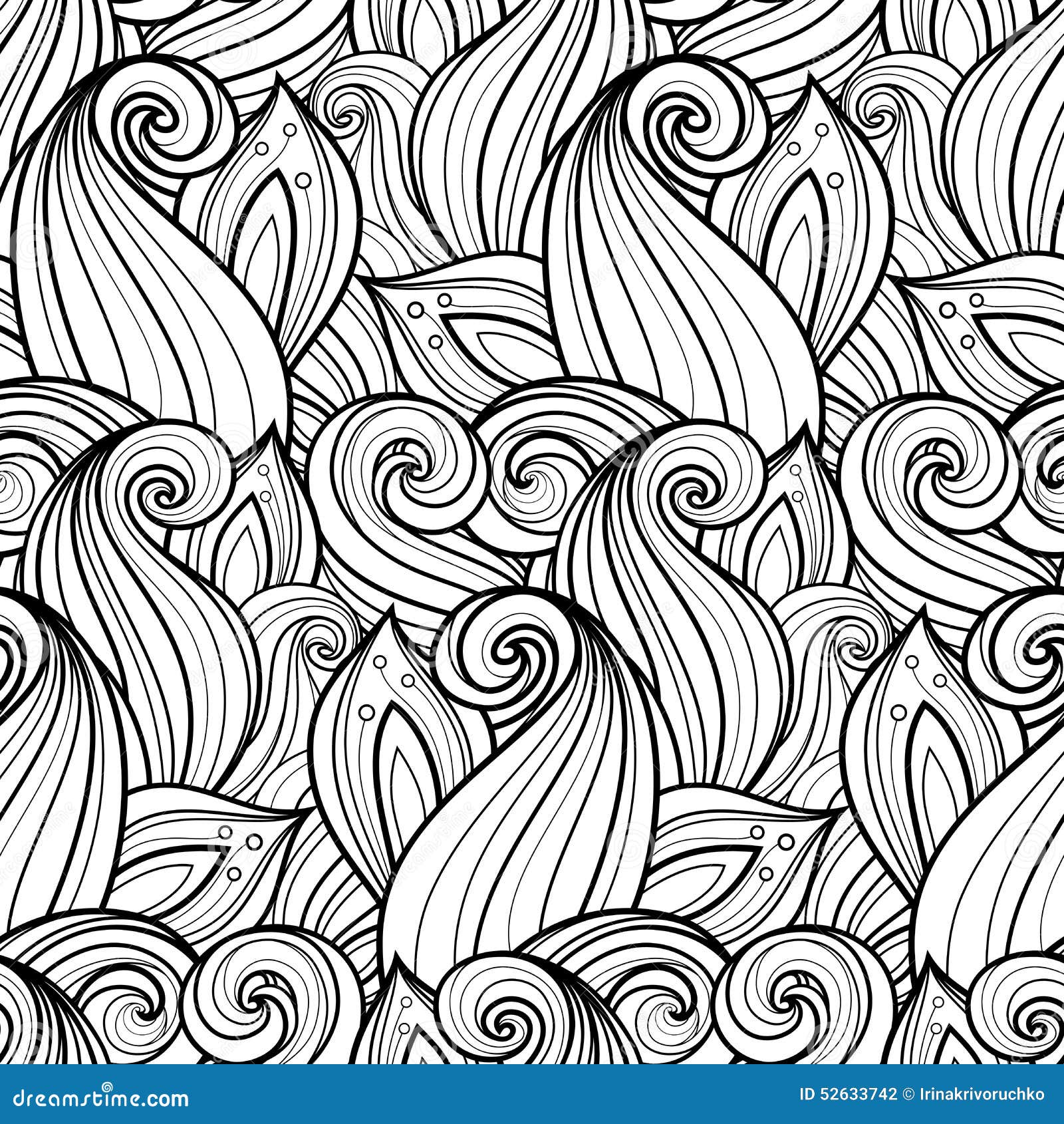 Seamless Monochrome Floral Pattern (Vector) Stock Vector - Illustration ...