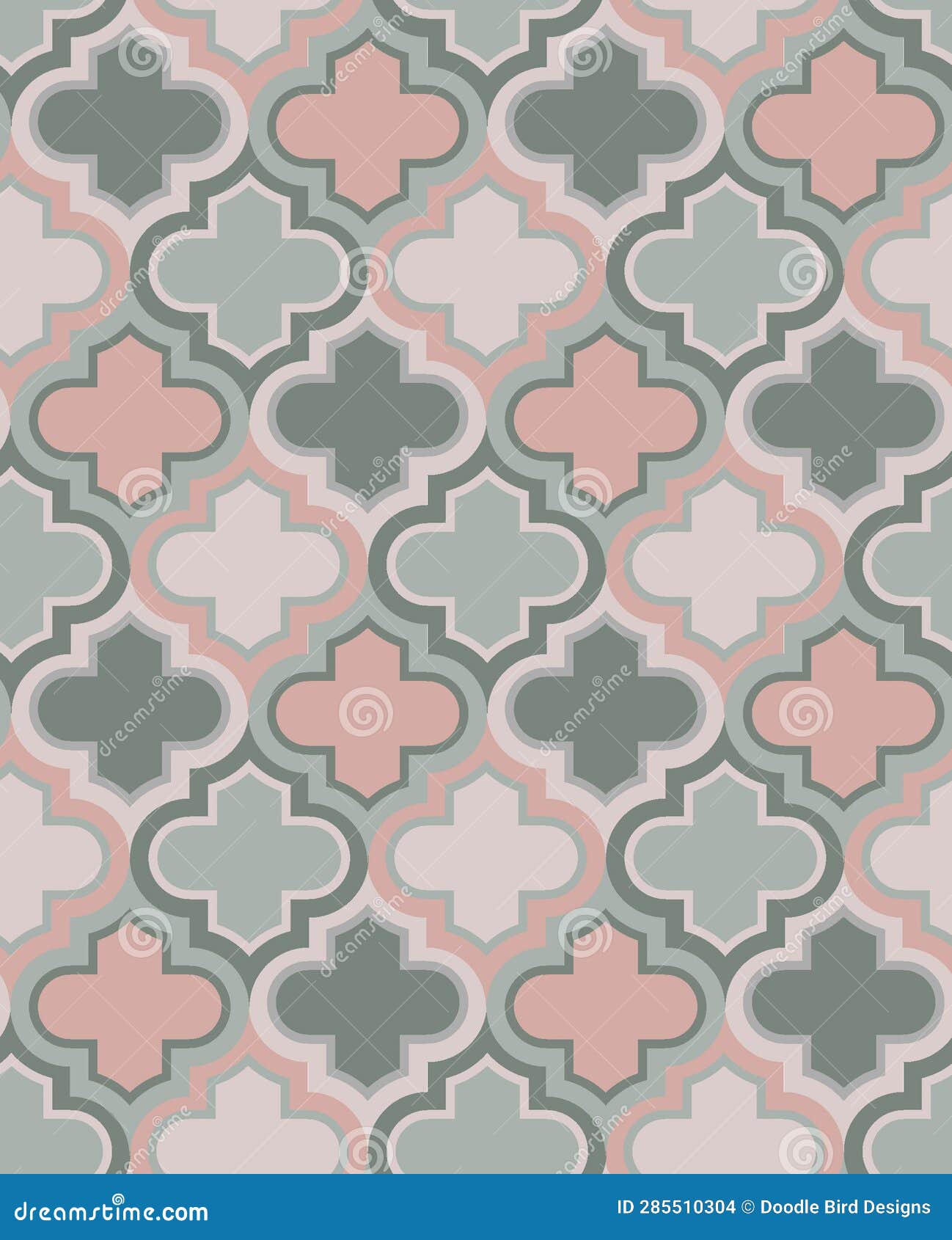 Seamless Moroccan Trellis Repeat Pattern in Delicate Pink and Gray ...