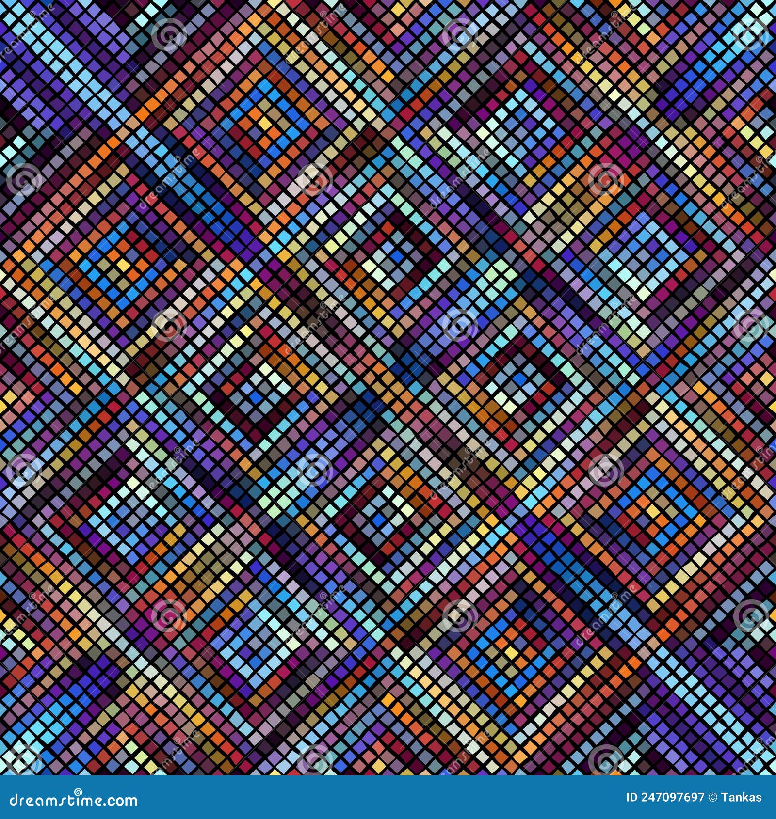 Vector Seamless Mosaic Art Pattern. Art Background. Stock Illustration