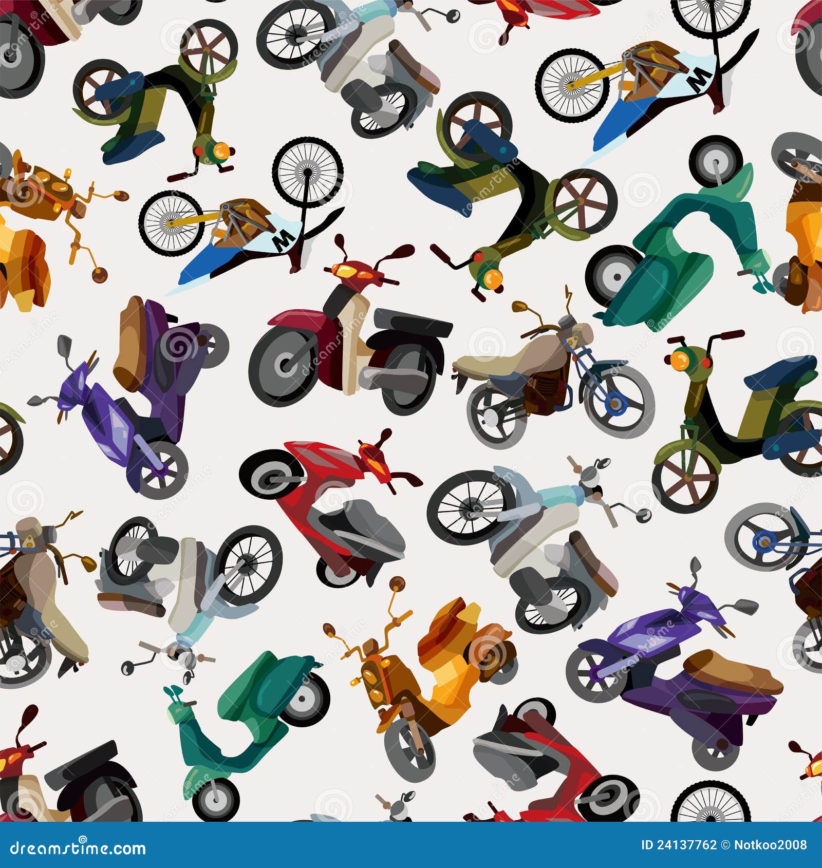 Seamless Motorcycle Pattern Stock Vector Image 24137762