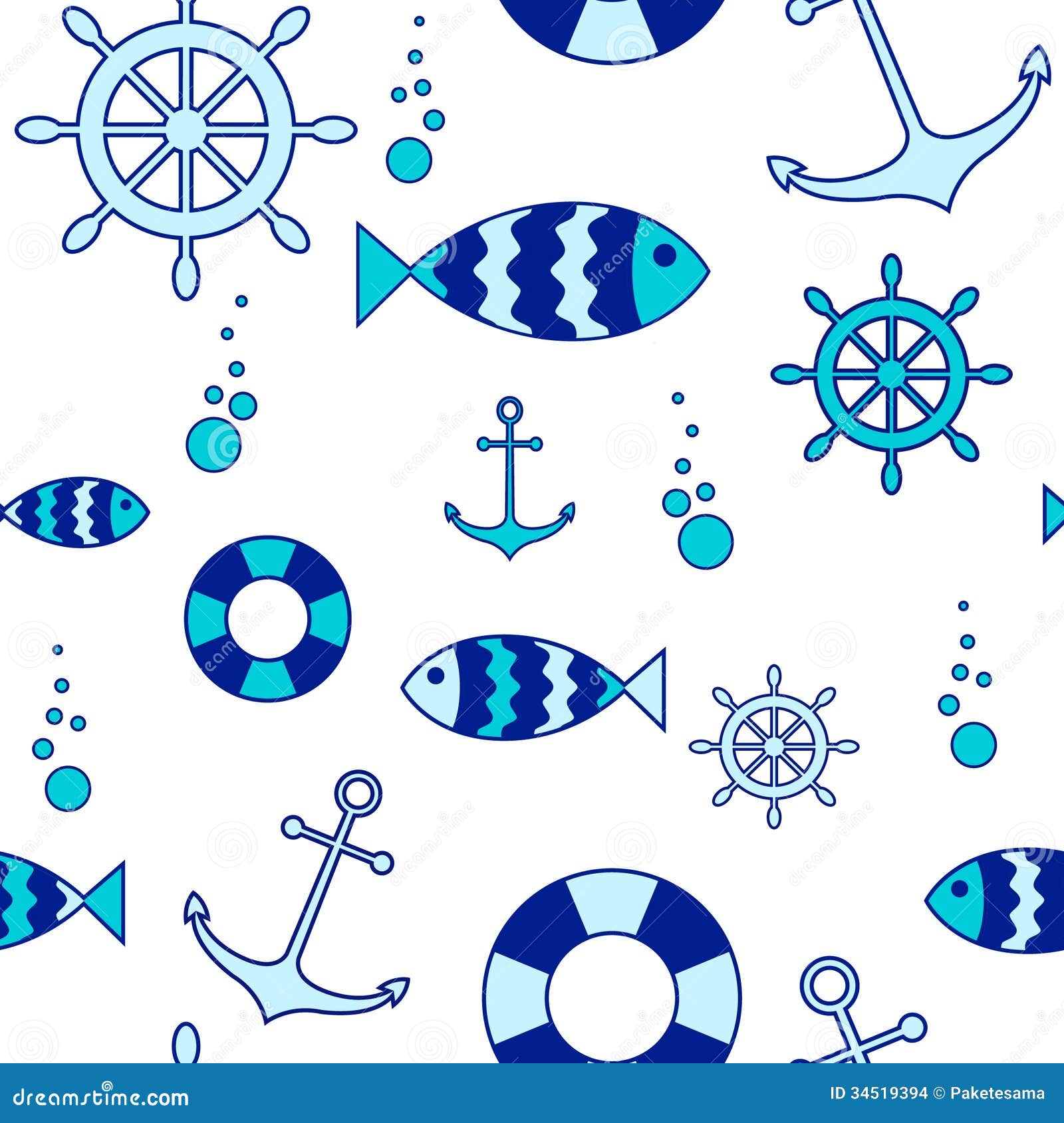 Seamless Nautical Elements Background Stock Vector - Illustration of ...