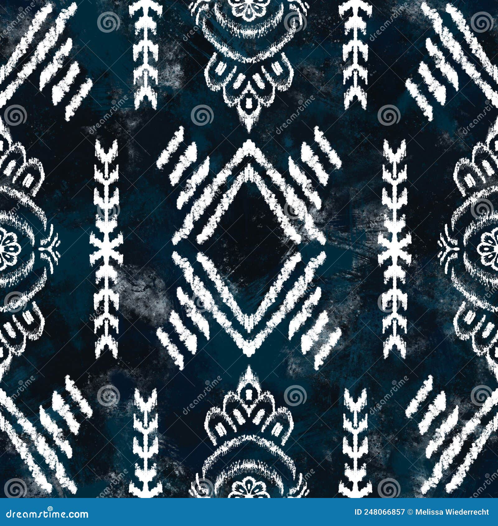 Seamless Navy Blue and White Abstract Grungy Seamless Surface Pattern
