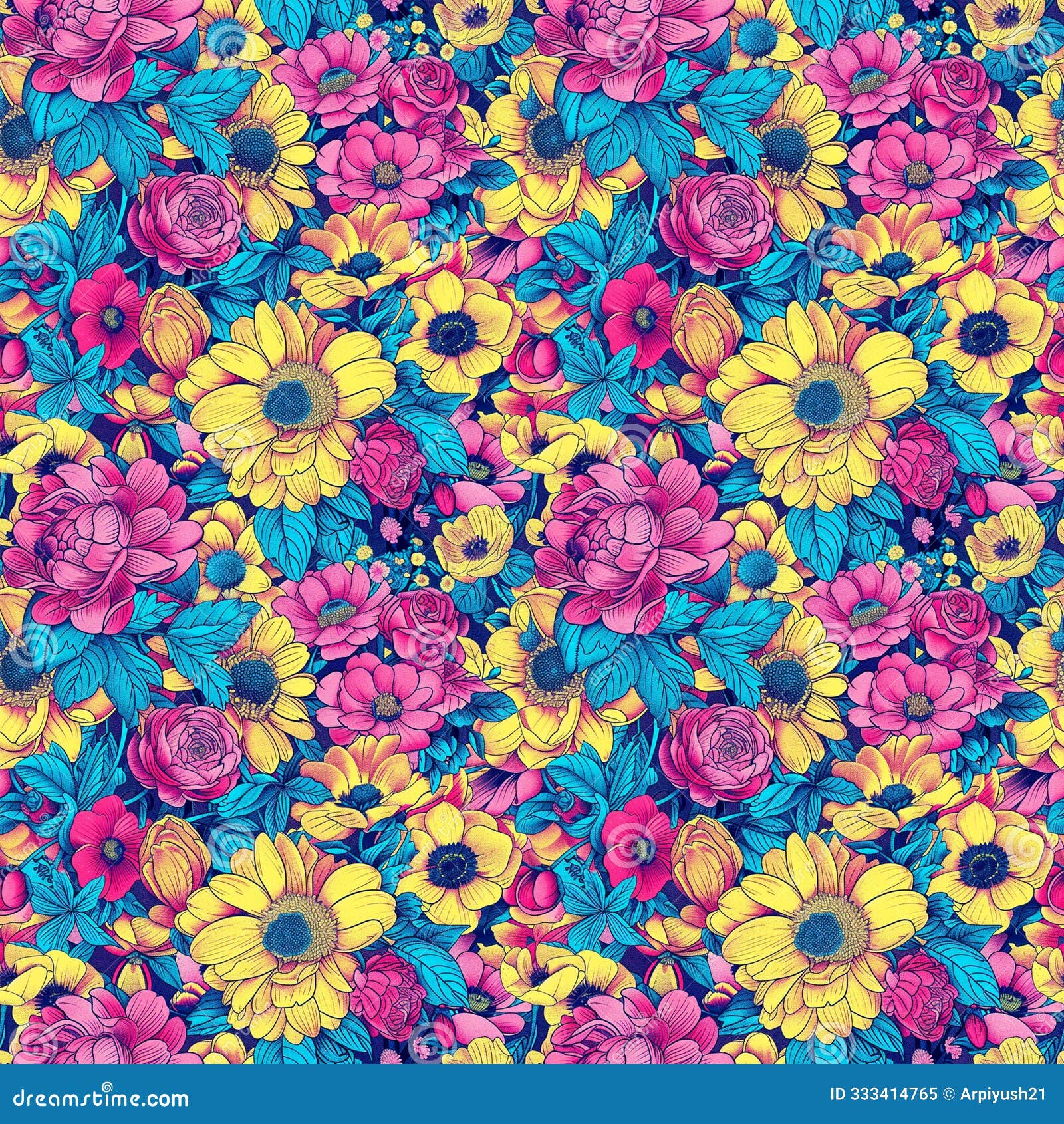 seamless neon floral and tech pattern â vibrant high-resolution  for modern projects