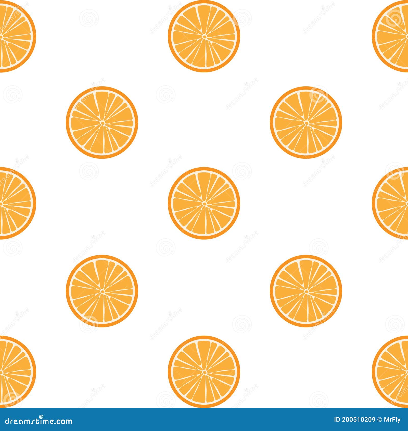 Seamless Orange Fruit Slice Texture, Artistic, Vector Illustration