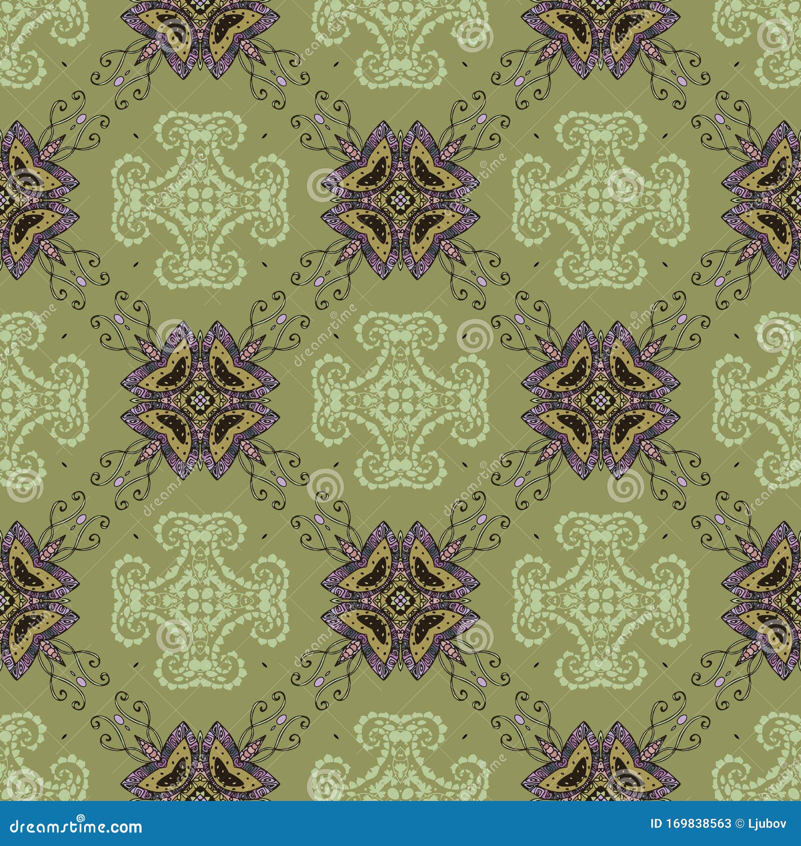Seamless Ornamental Pattern with Floral Motives. Beautiful Print for ...