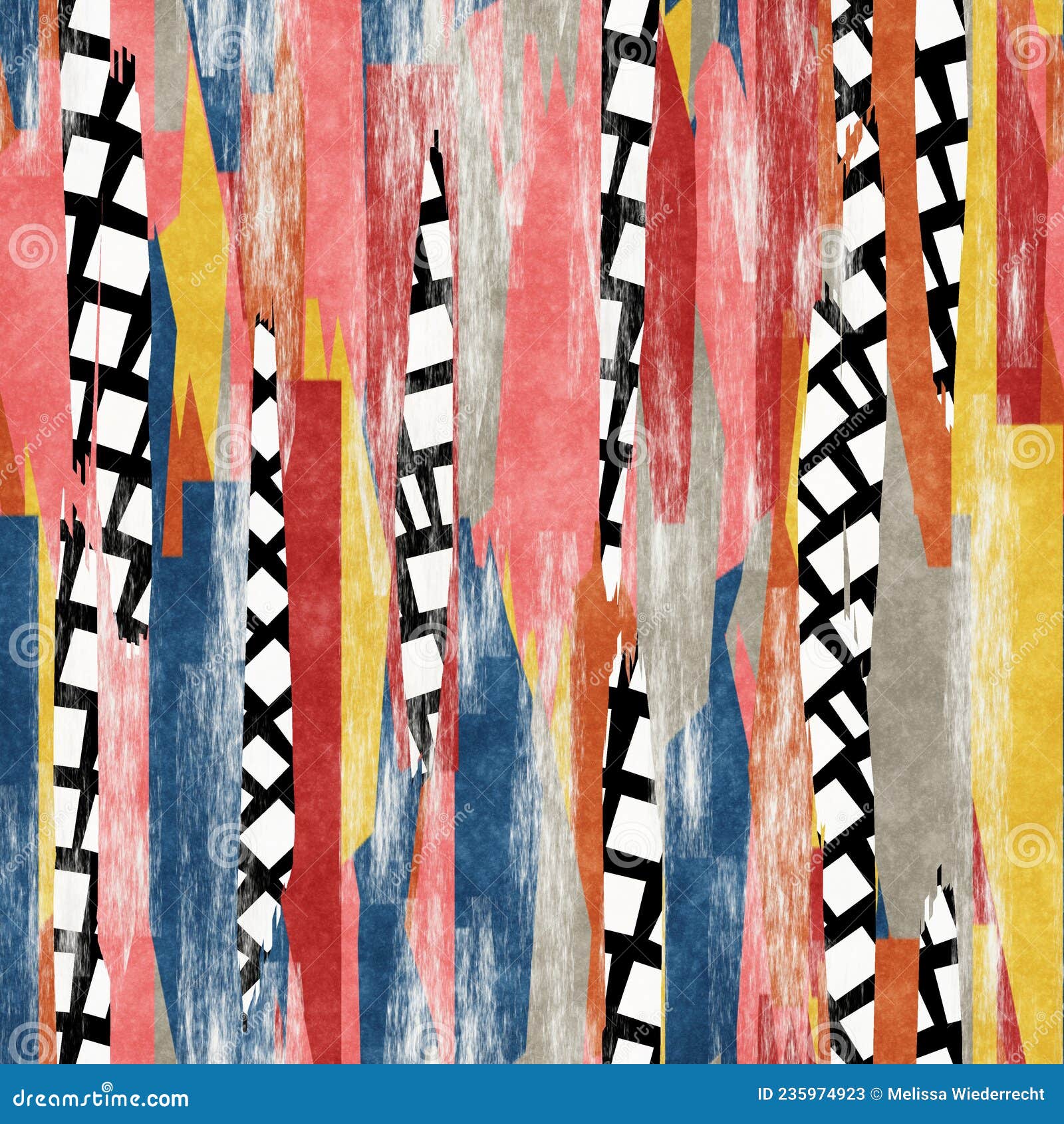 Seamless Paper Strip Collage Surface Pattern Design for Print Stock