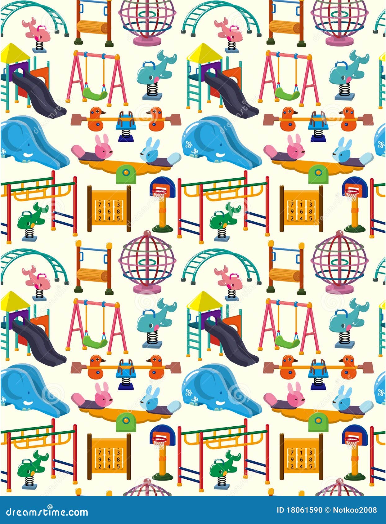 Seamless Park Playground Pattern Vector Illustration CartoonDealer