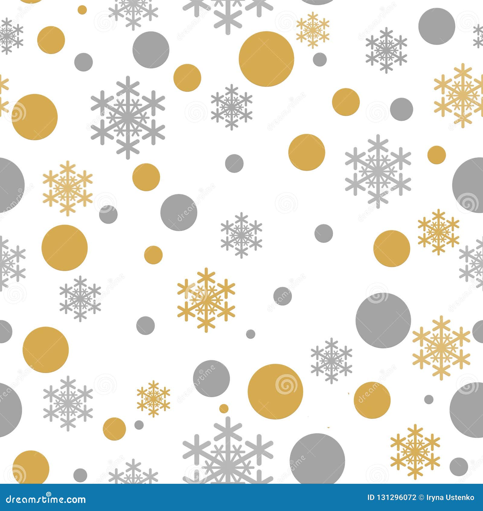 Seamless Patetern Gold Gray Snow Falling on White Background. Golden ...