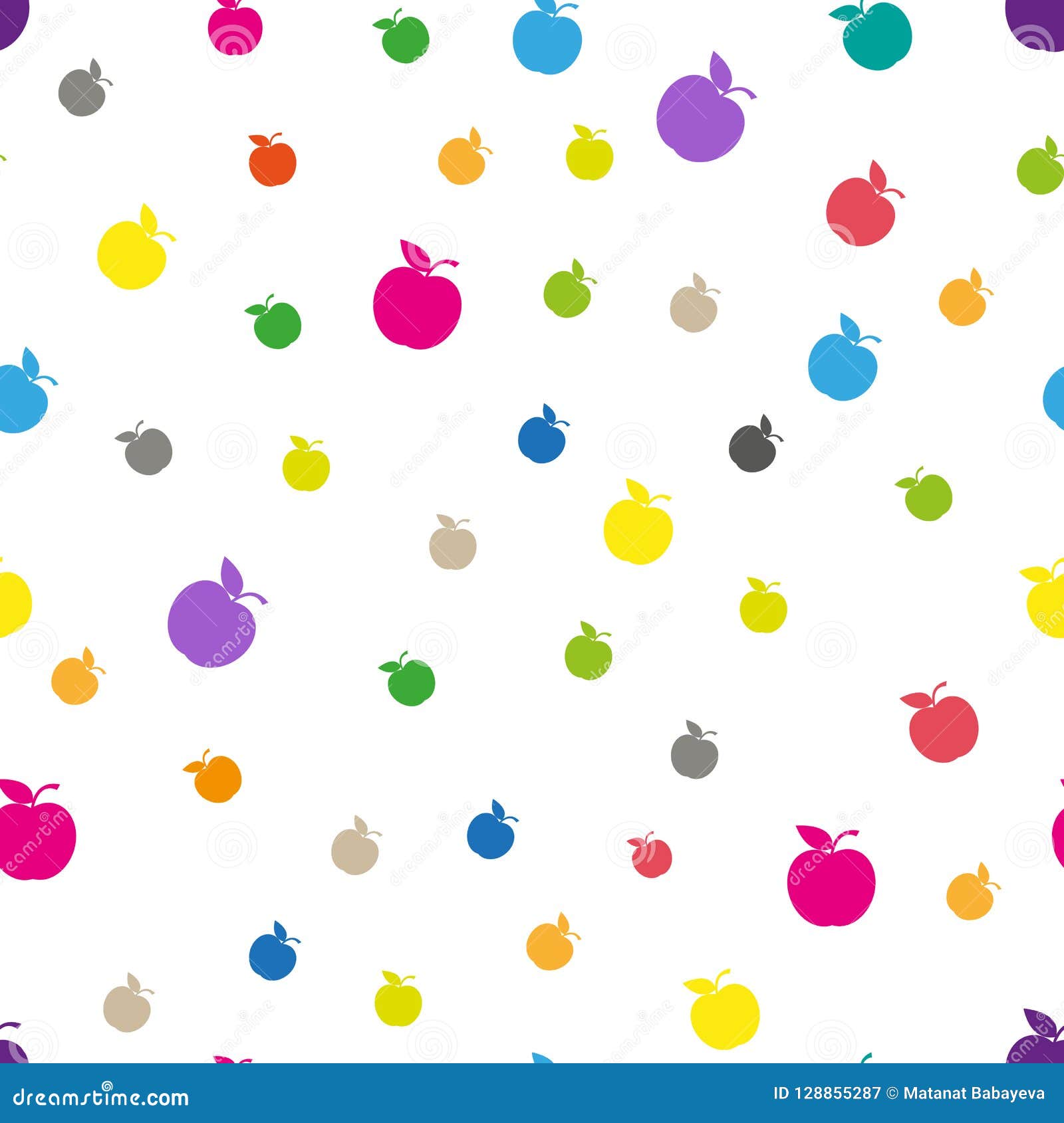 seamless pattern with abstract color apples white background.
