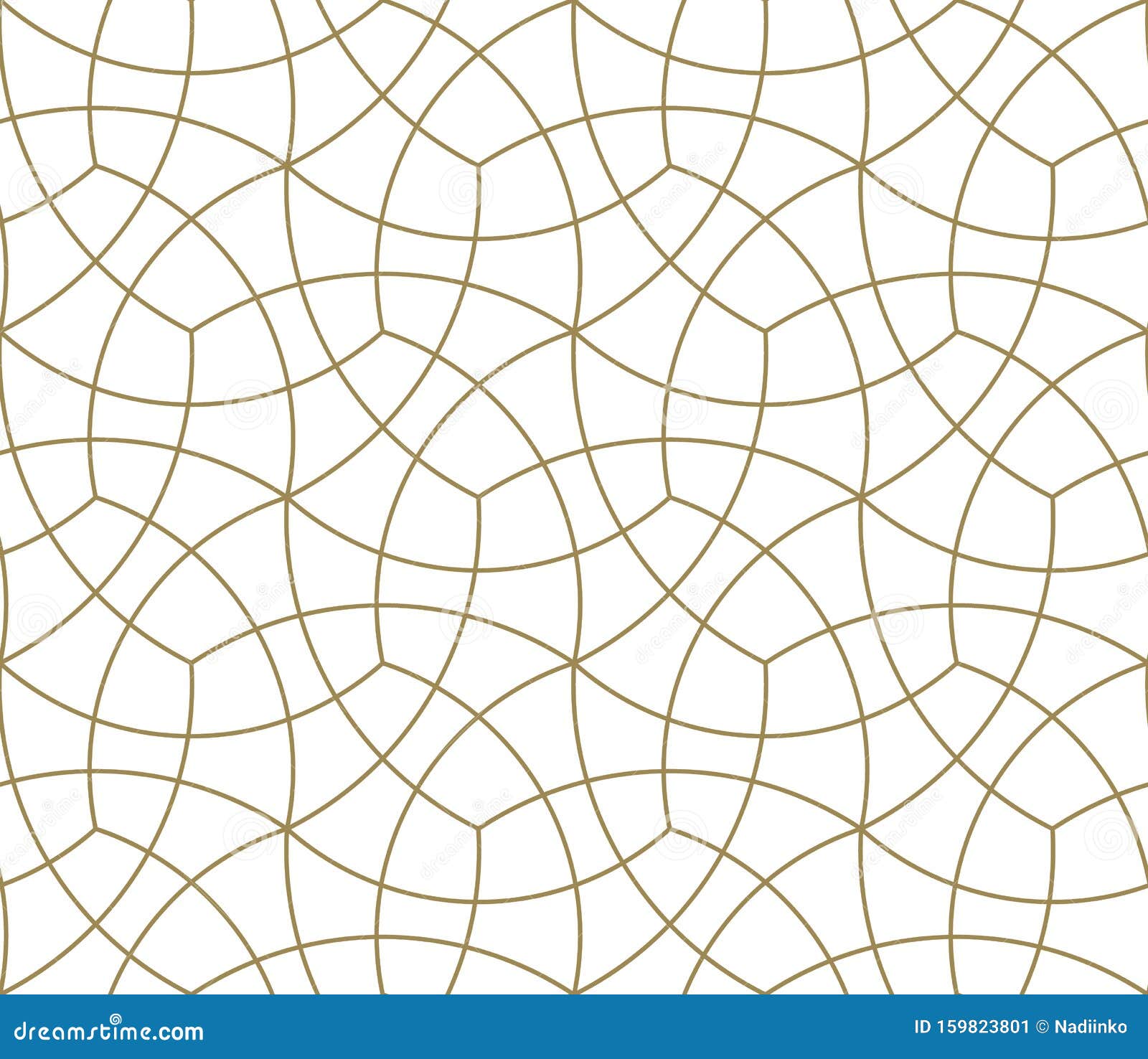 Seamless Pattern with Abstract Geometric Line Texture, Gold on White