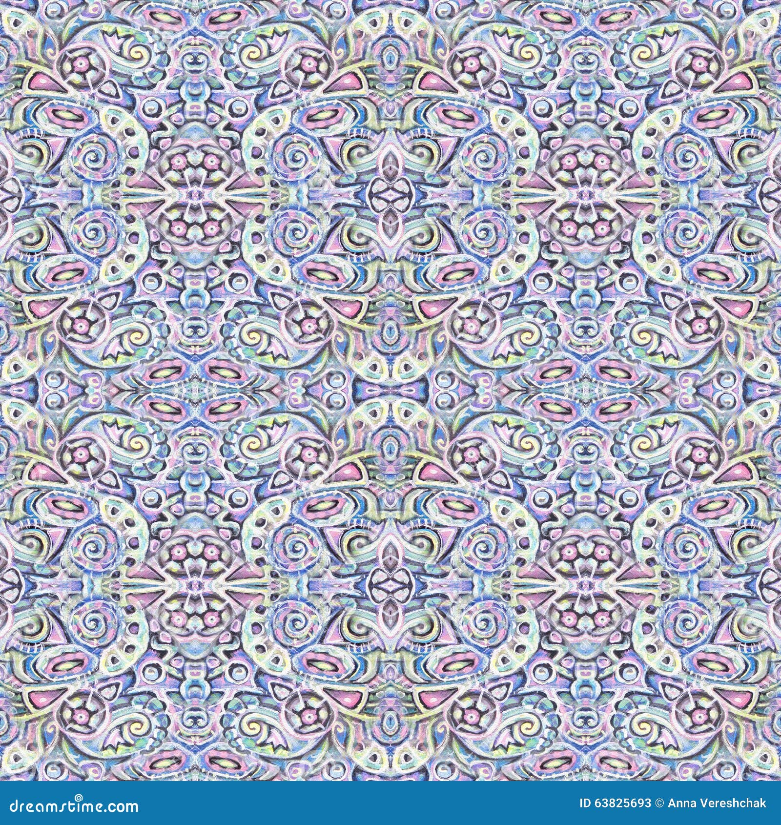 Seamless Pattern. Abstract Painting. Canvas. Psychedelic Ornate Pattern ...