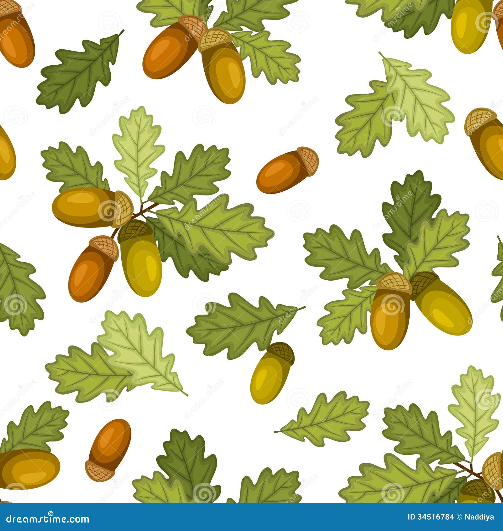 seamless pattern with acorns and oak leaves.