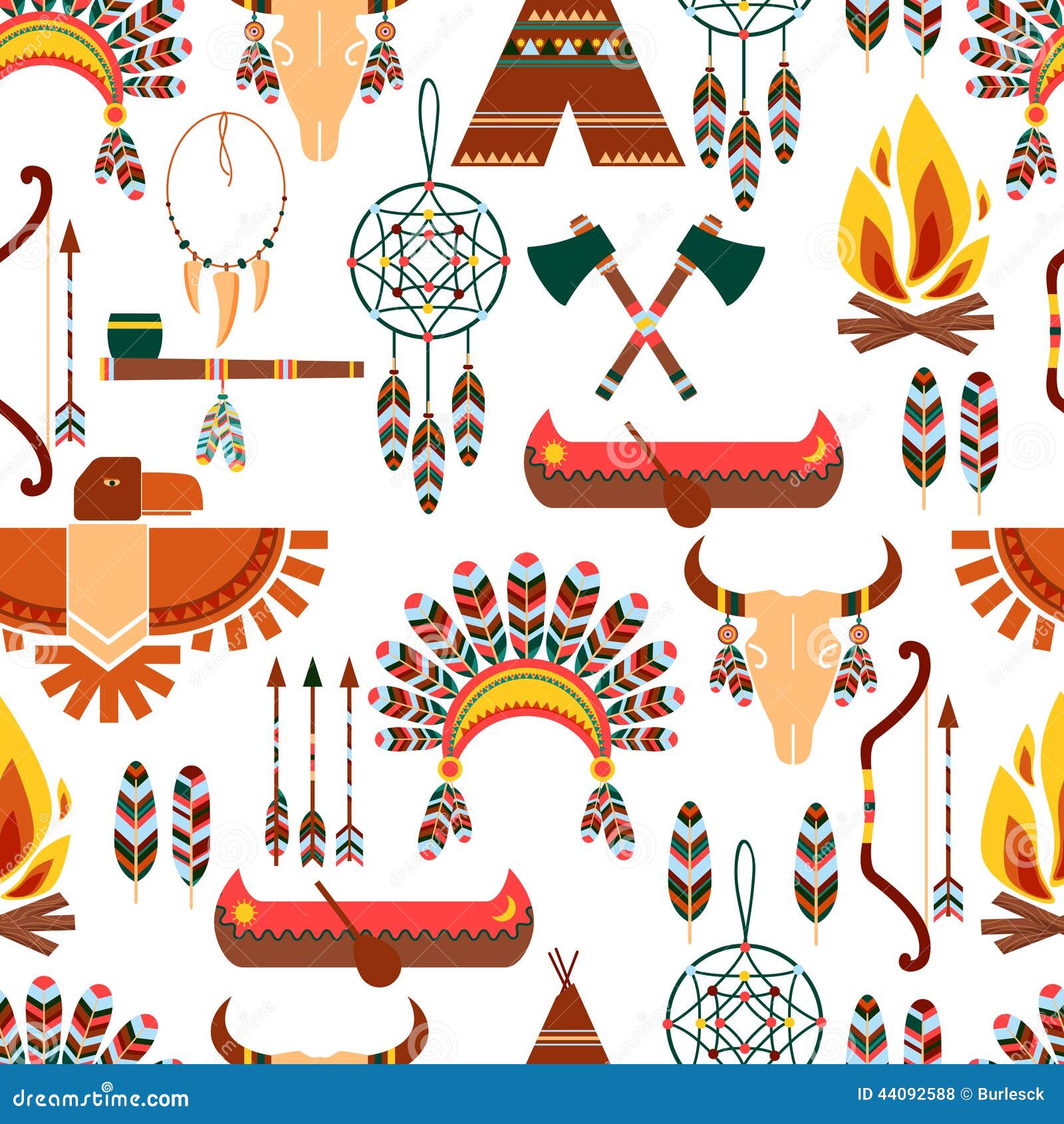 Seamless Pattern American Tribal Native Symbols Stock ...