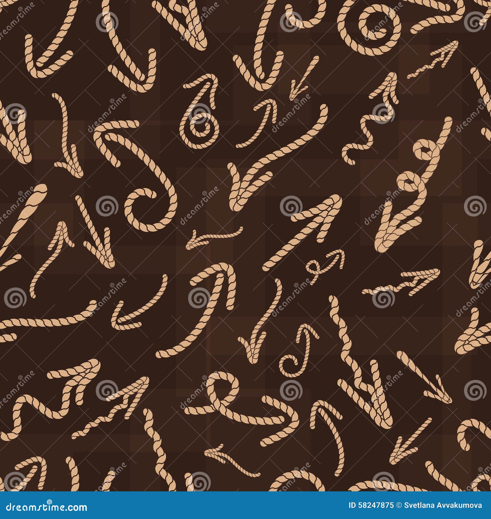 Seamless Pattern with Arrows from the Rope. Brown Background. Stock