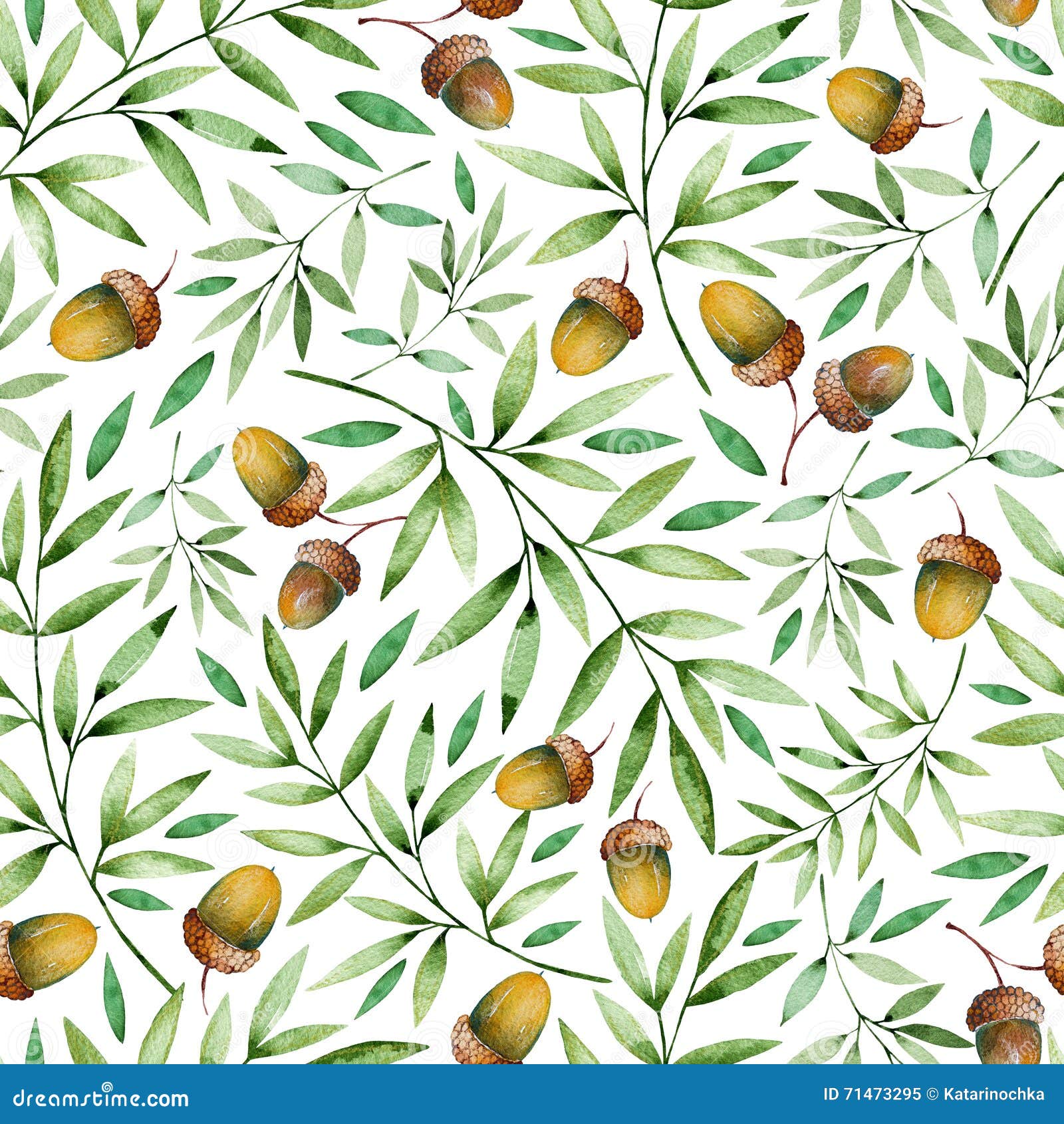 seamless pattern with autumn leaves and acorns
