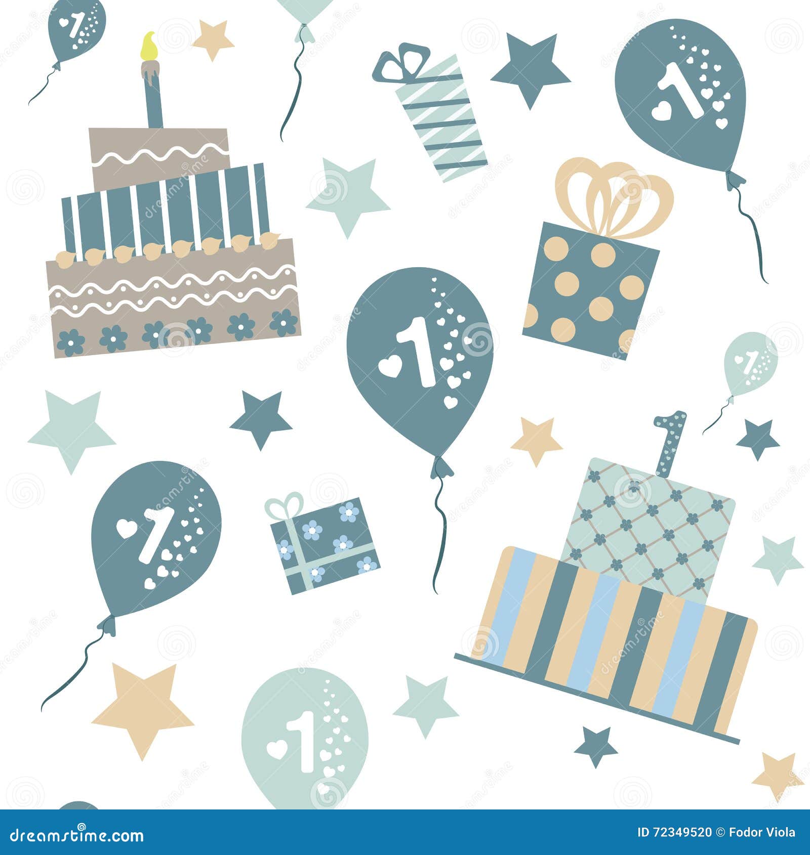 Download Seamless Pattern, Baby Boy First Birthday. Stock Vector ...