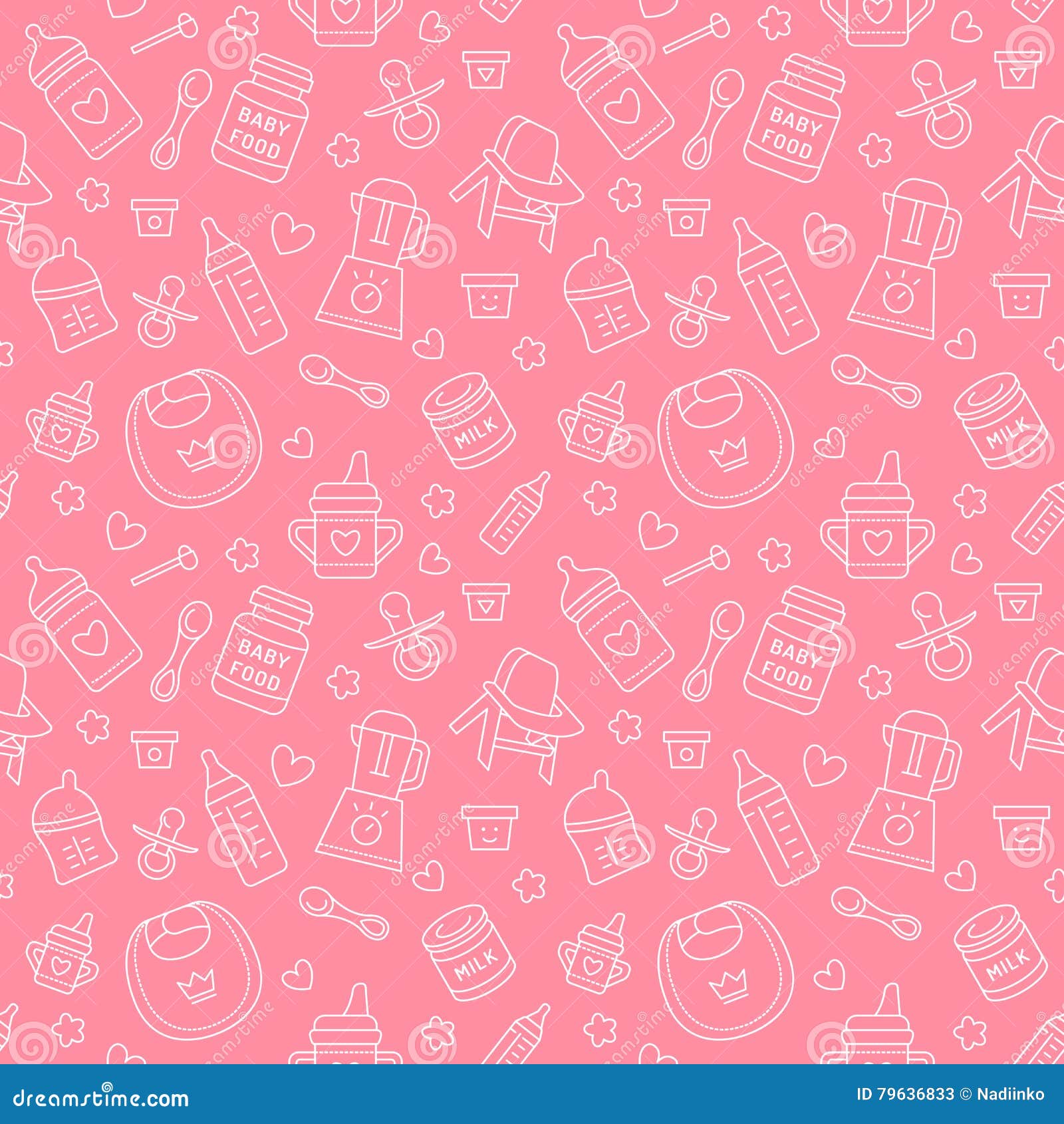 Seamless Pattern Baby Food, Pastel Color, Vector Illustration. Stock Vector  - Illustration of linear, color: 79636833