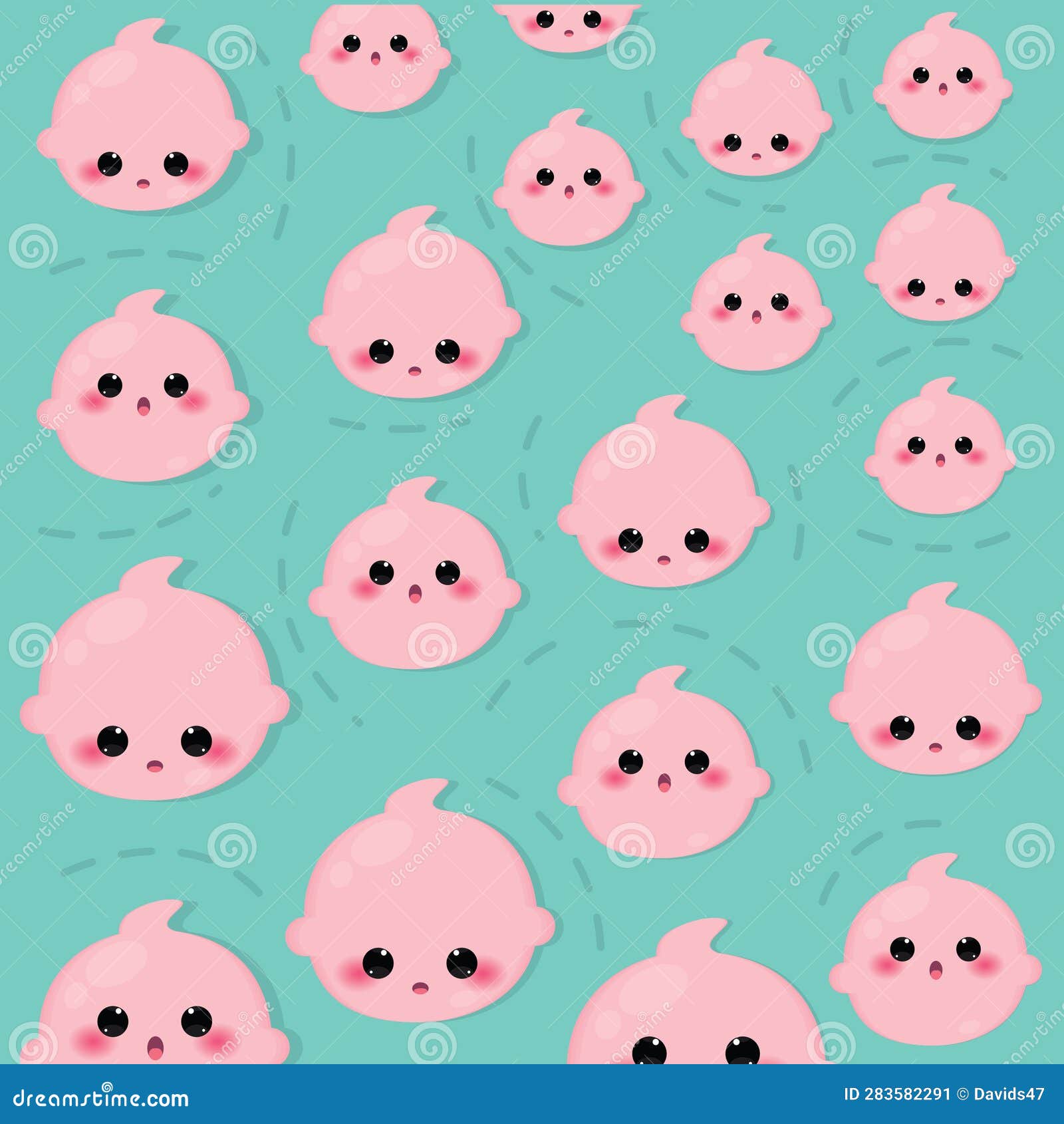 Seamless Pattern Background with Baby Emoji Icons Vector Stock Vector
