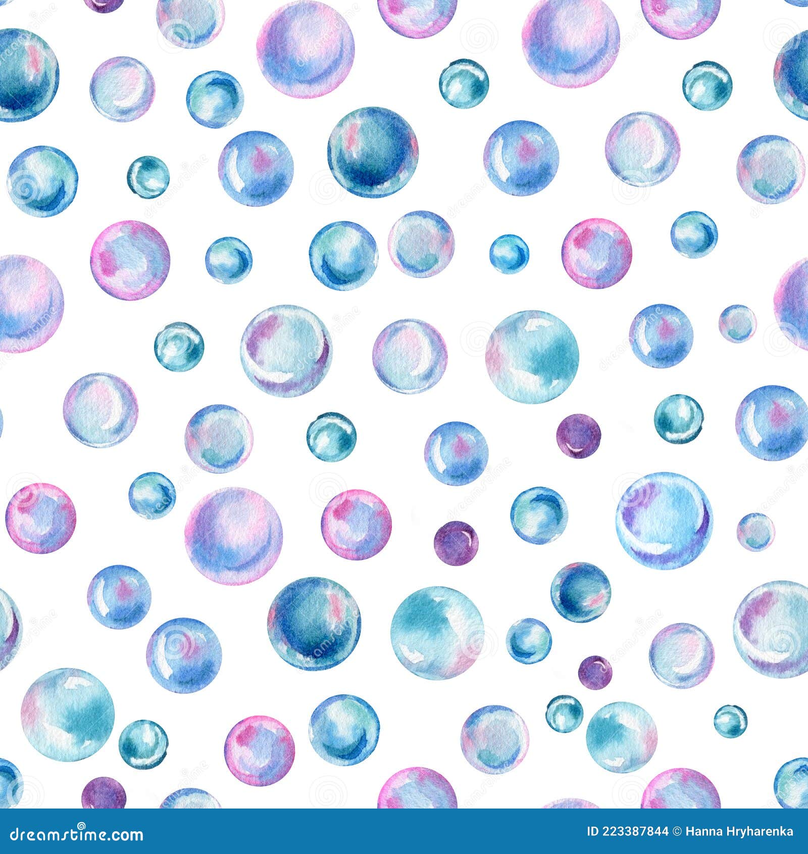 Seamless Pattern, Background with Bubbles, Watercolor Drawing Stock ...