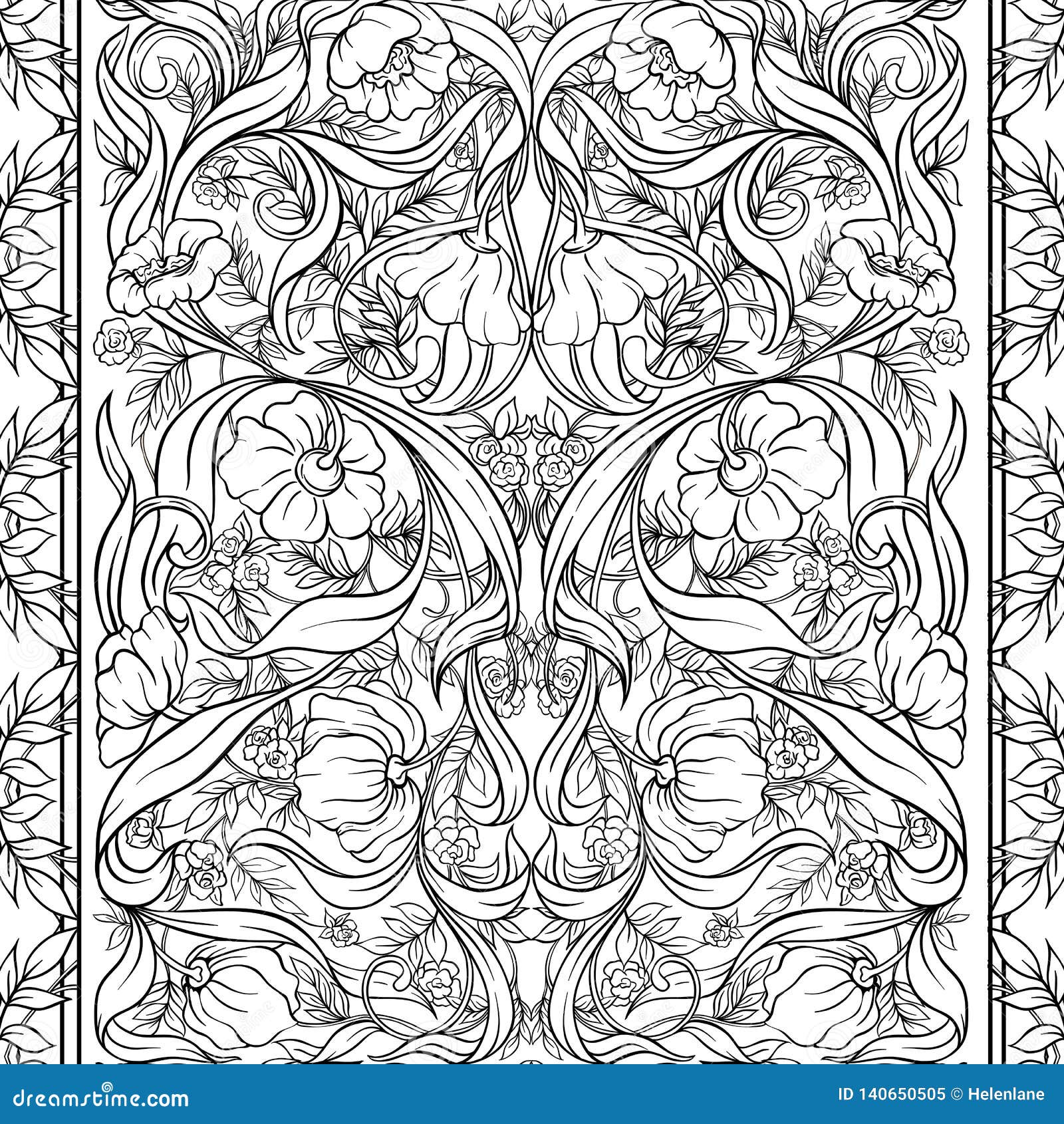 Seamless Pattern, Background with Floral Pattern in Art Nouveau Style ...