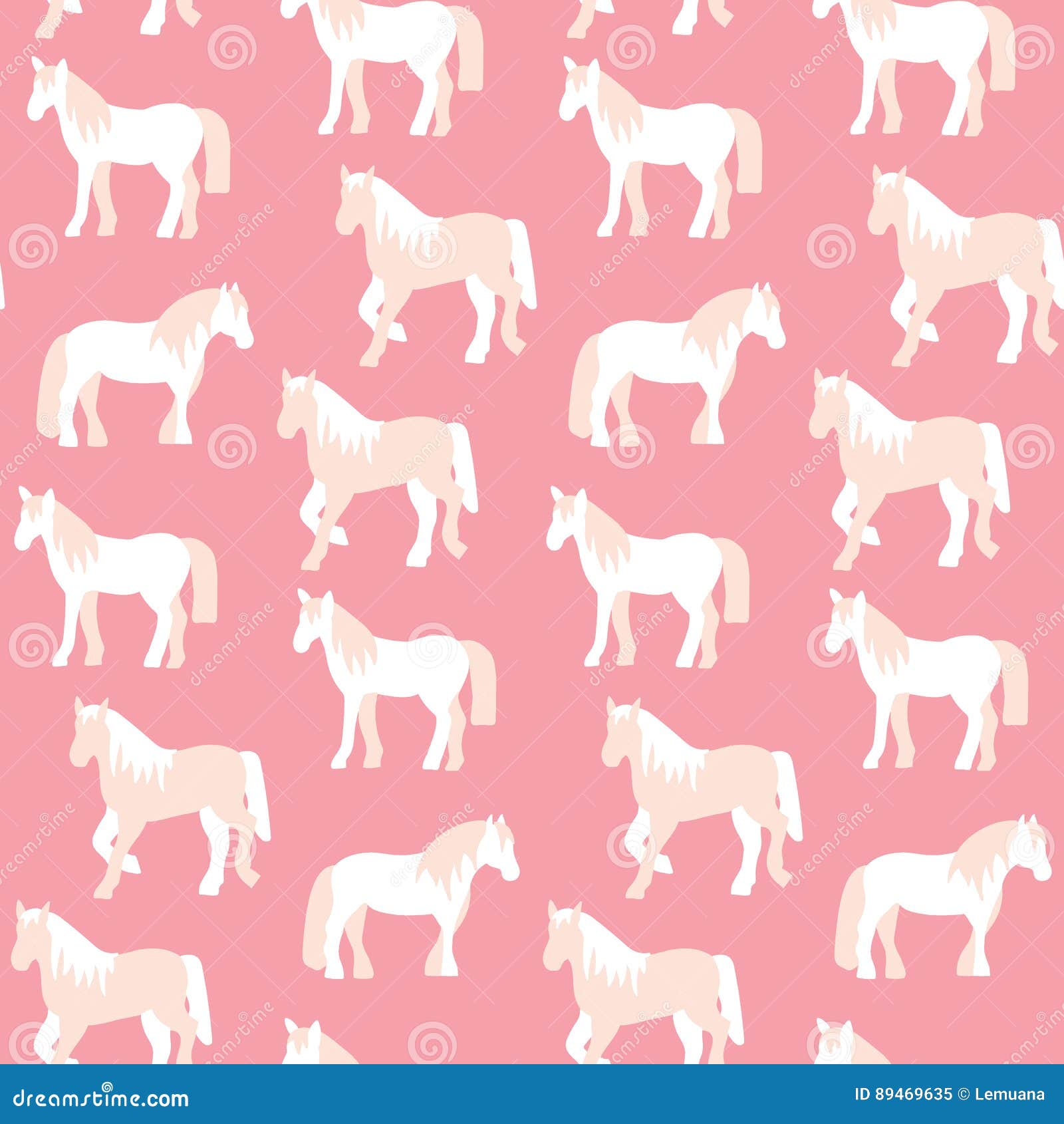 Seamless Pattern of Beautiful Horses in Pastel Colors Stock Vector