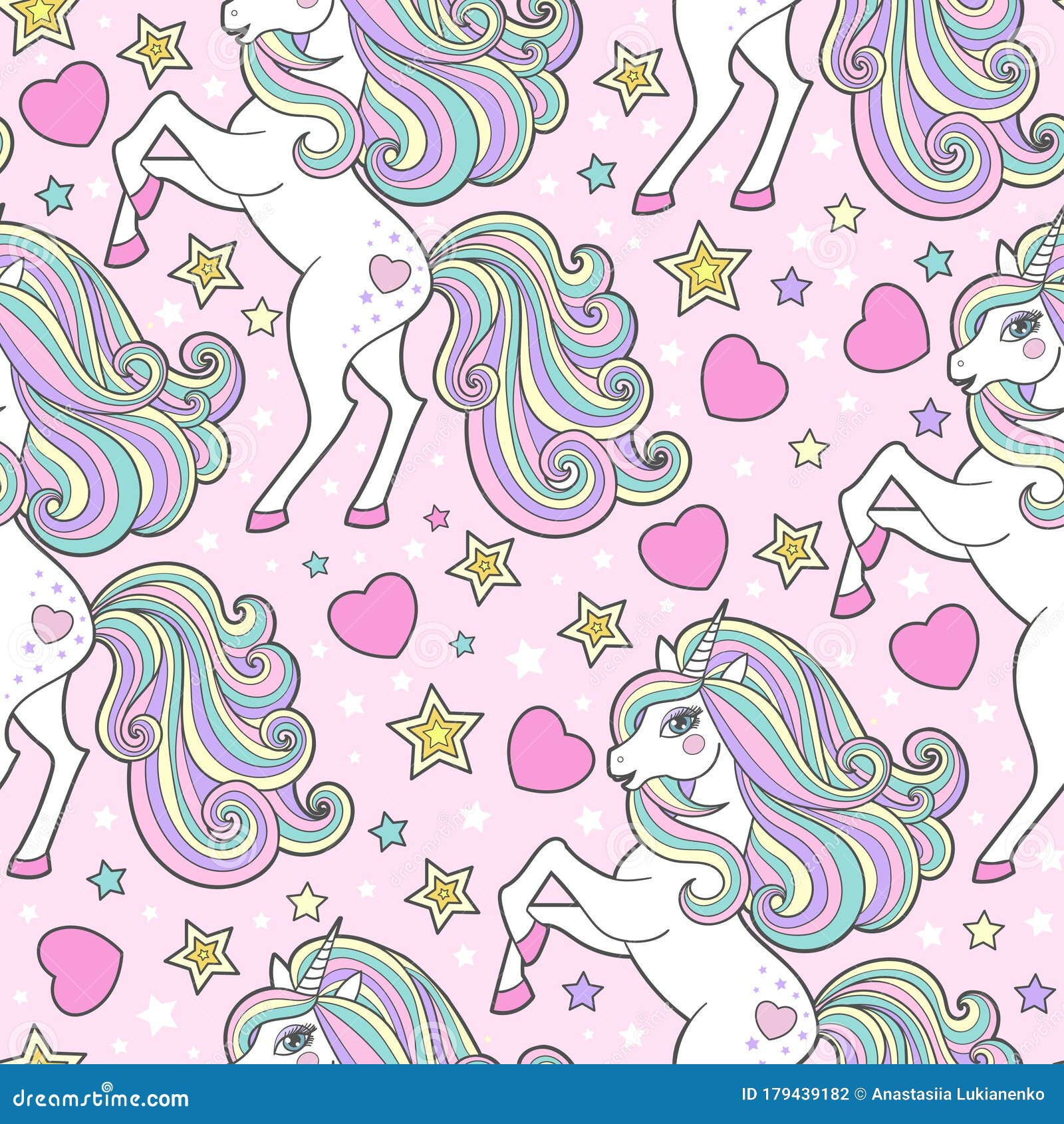 Seamless Pattern with a Beautiful Unicorn. Vector Image Stock Vector ...
