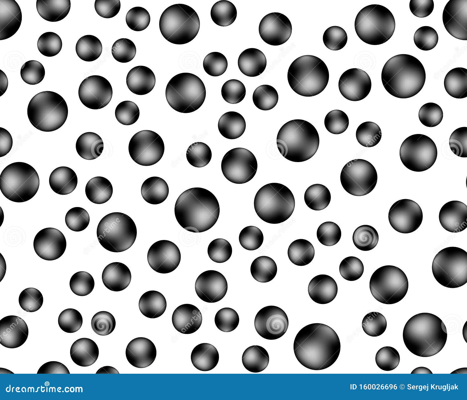 Seamless Pattern of Black Balls on a White Background Stock ...