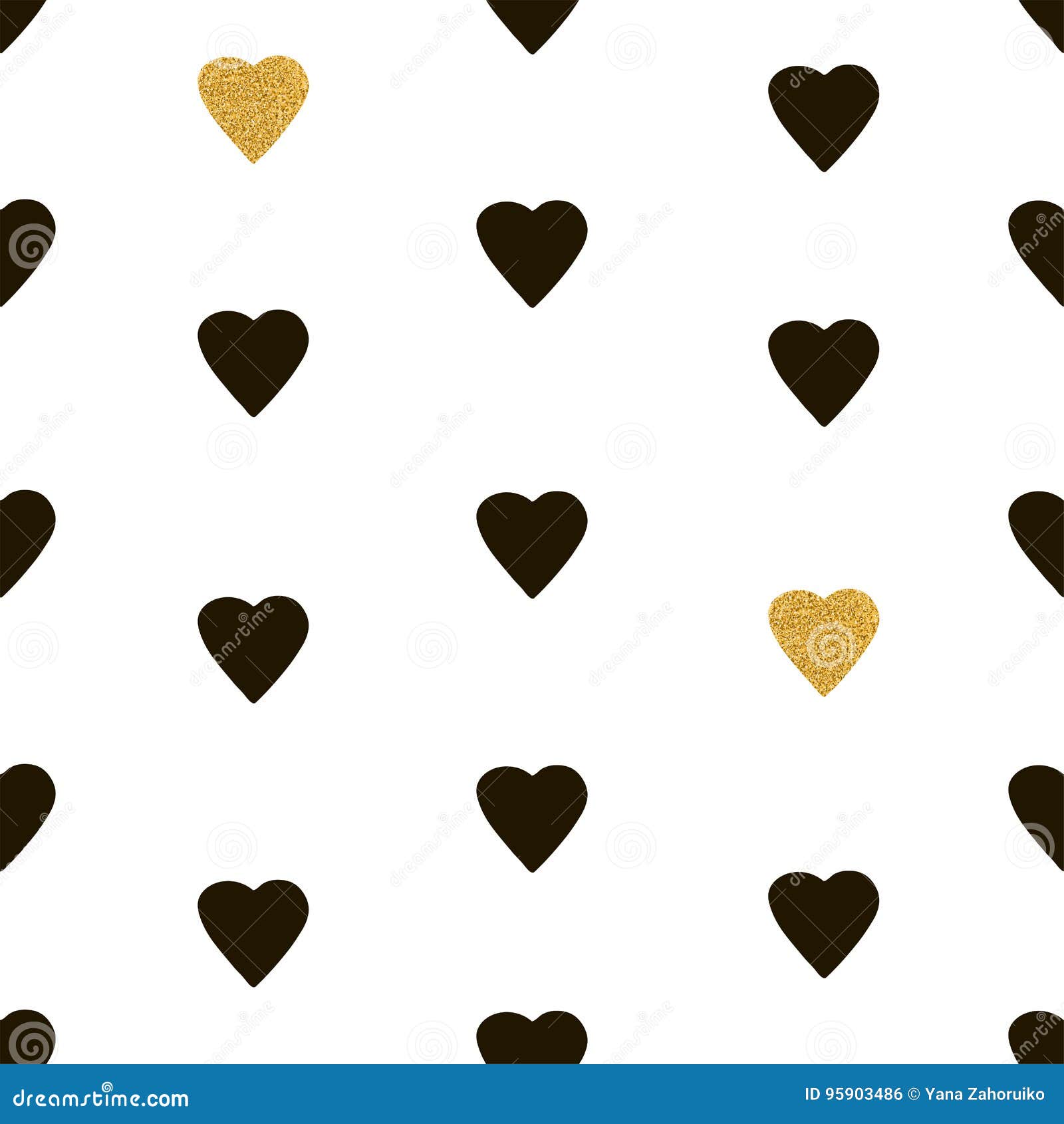 Seamless Pattern from the Black and Gold Hearts. Stock Illustration Illustration of modern