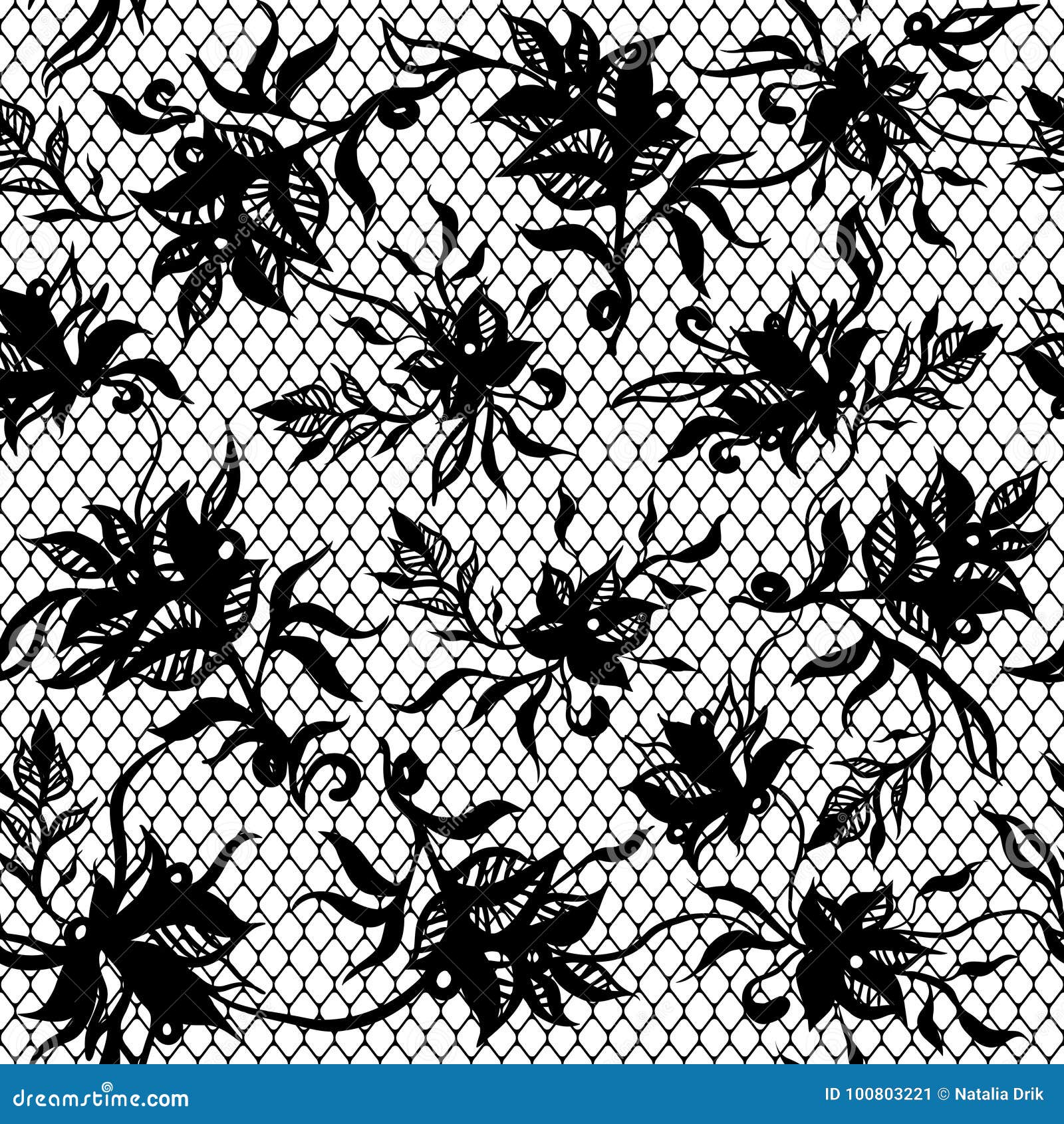 Seamless Pattern of Black Lace Stock Vector - Illustration of elegance ...